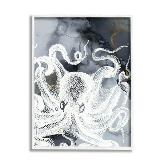 Stupell Industries Nautical Octopus Line Drawing Modern Abstract P. Pattern, 24 x 30, Design by Christine Zalewski