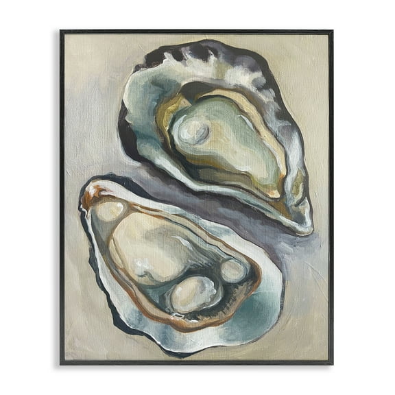 Stupell Industries Nautical Oyster Duo Animals Painting Black Framed Art Print Wall Art, 11 x 14