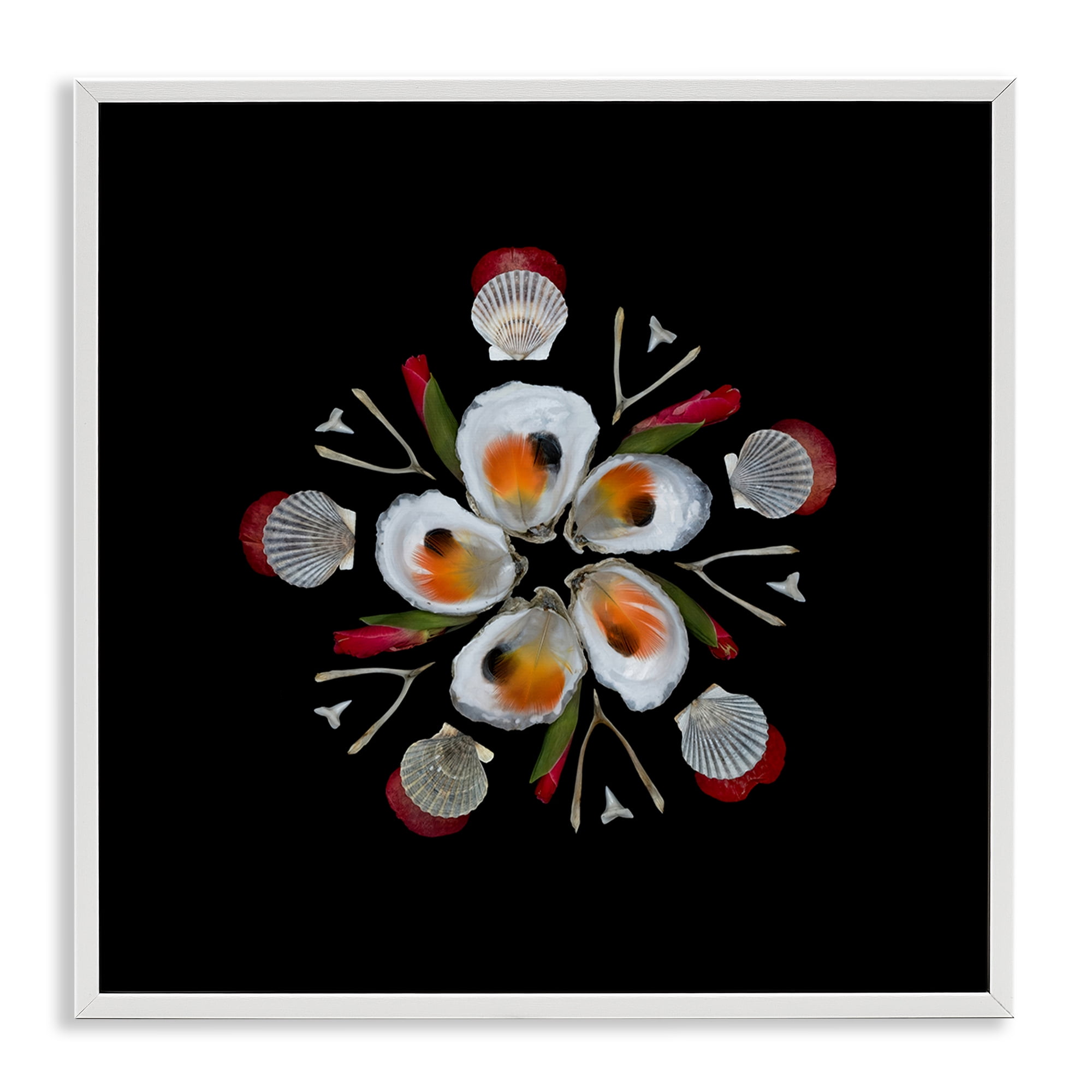 Stupell Industries Nautical Oysters Mandala White Framed Giclee Art, design by Beth Adoette
