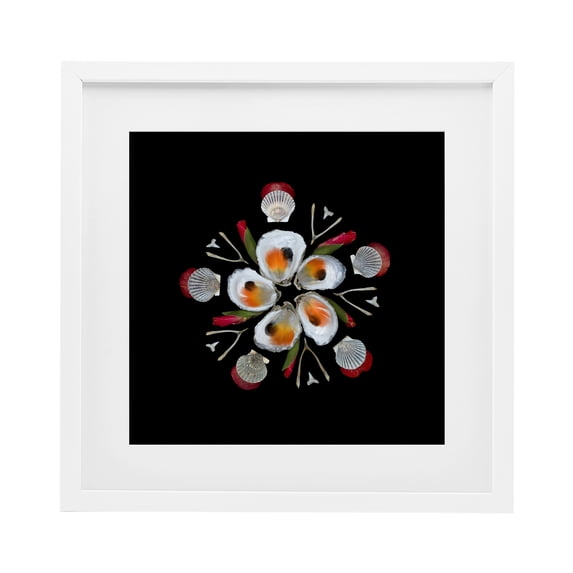 Stupell Industries Coastal Nautical Oysters Mandala White Framed Print Under Glass, 16 x 16, by Beth Adoette