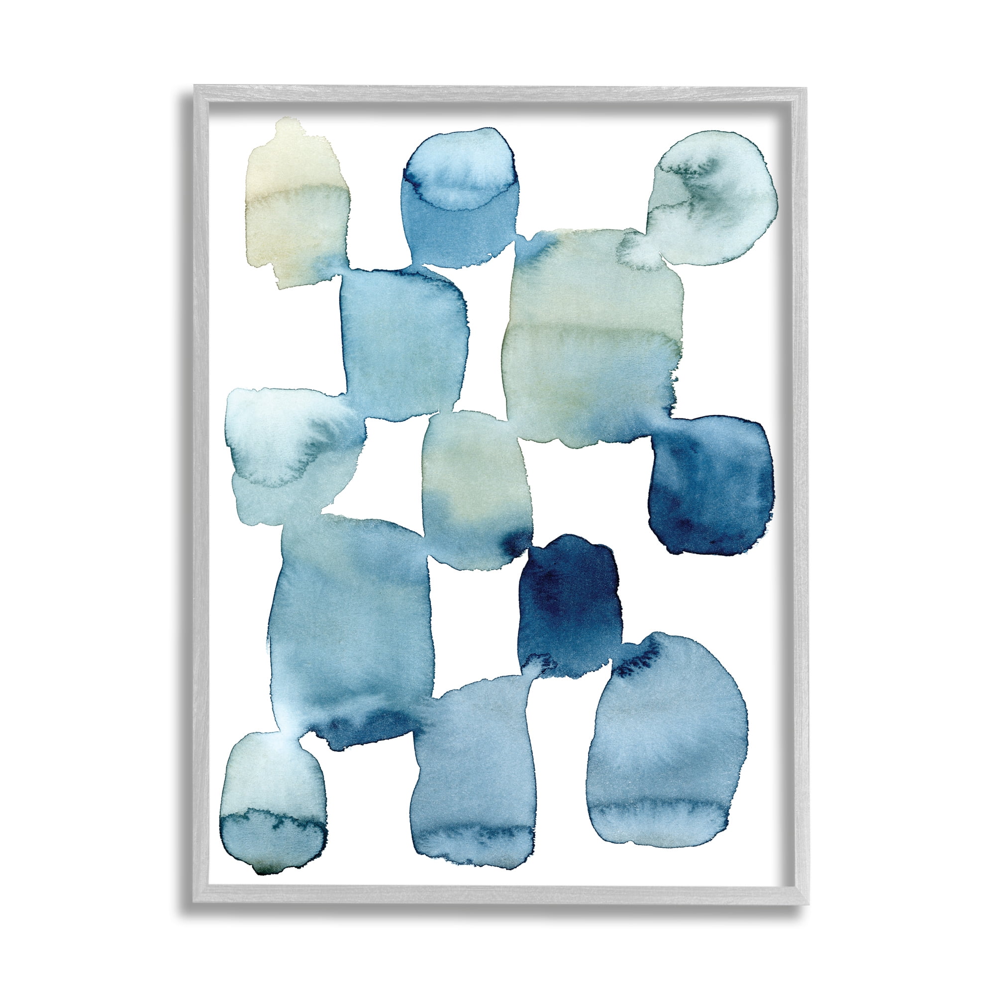 Stupell Industries Nautical Patchwork Abstraction Soft Blue Beige Abstract Painting Gray Framed Art Print Wall Art, 11 x 14