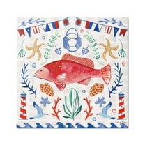 Stupell Industries Nautical Patterned Fish Animals & Insects Painting Gallery Wrapped Canvas Print Wall Art, 17 x 17