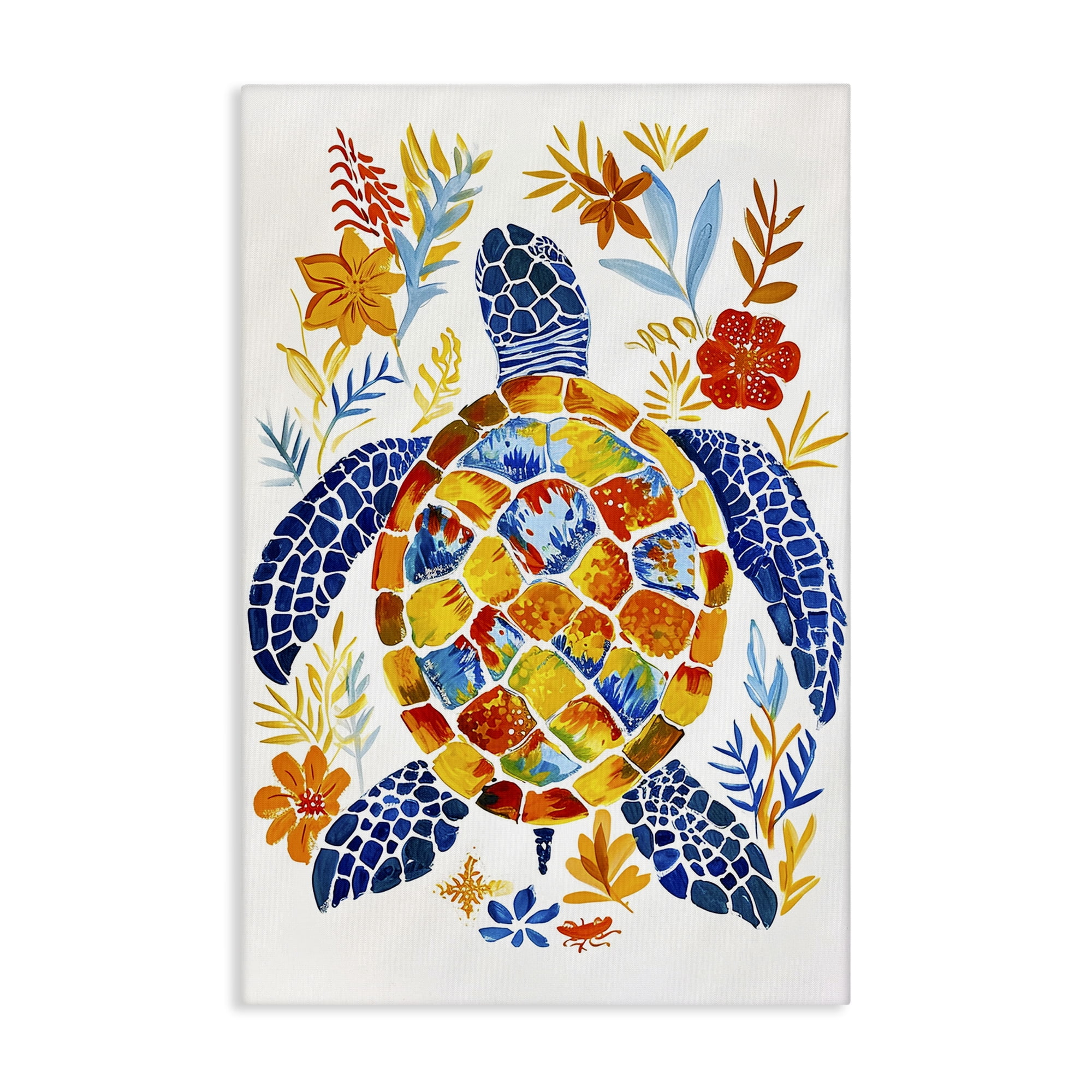 Stupell Industries Nautical Patterned Turtle Coastal Painting Gallery Wrapped Canvas Art Print Wall Art, 20 x 30