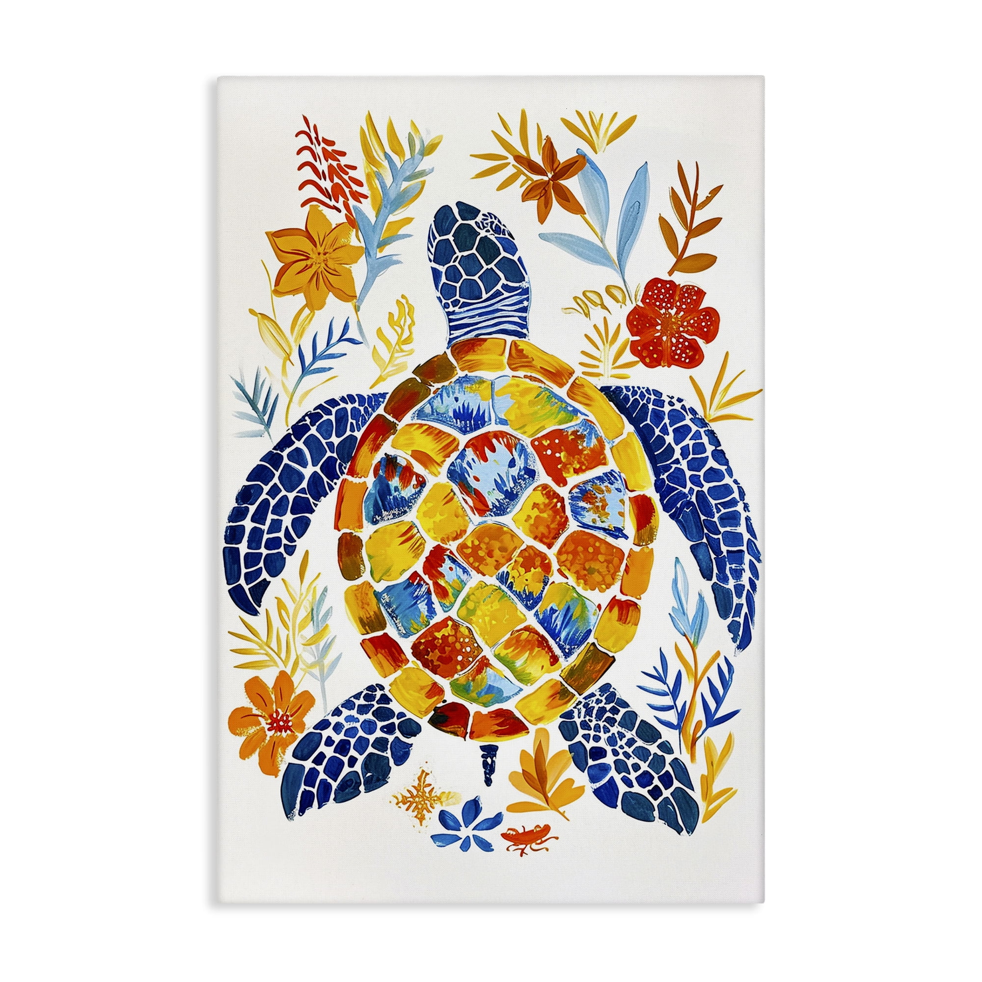 Stupell Industries Nautical Patterned Turtle Coastal Painting Gallery Wrapped Canvas Art Print Wall Art, 24 x 36