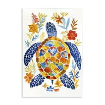 Stupell Industries Nautical Patterned Turtle Coastal Painting Unframed Art Print Wall Art, 10 x 15