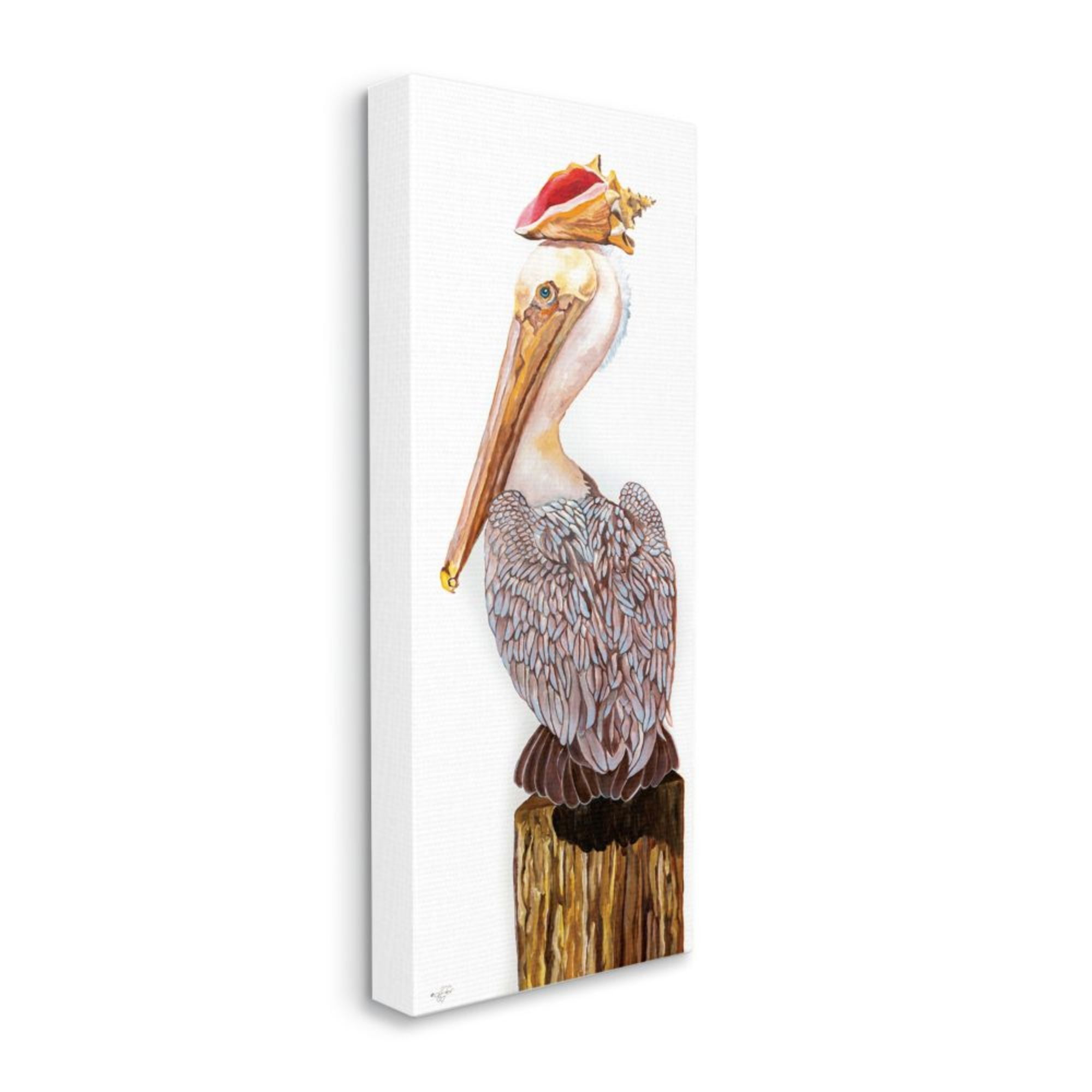 Stupell Industries Nautical Pelican Beach Post with Sea Shell Design by Diane Fifer, 17" x 40"
