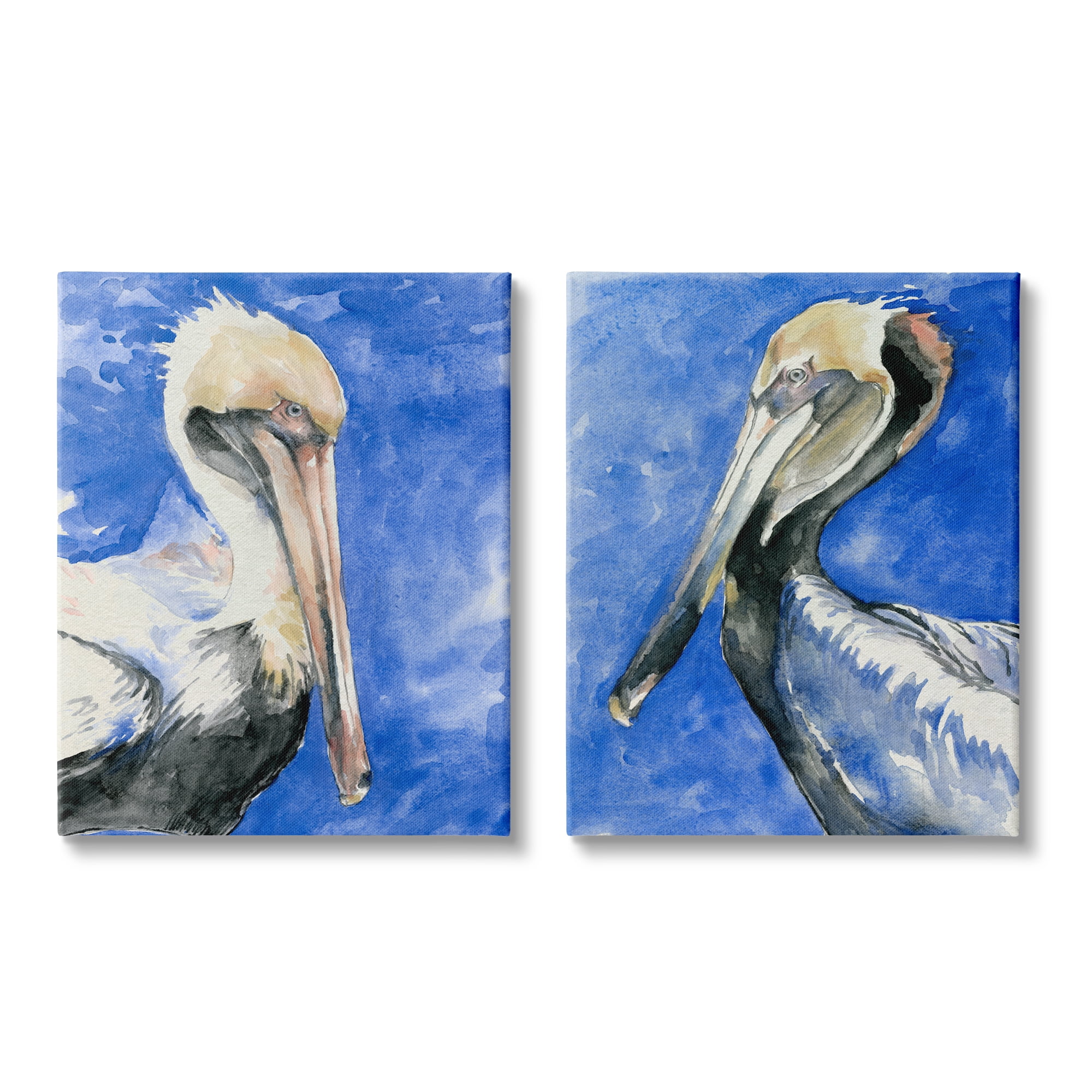 Stupell Industries Nautical Pelican Birds Portrait Nature Animal Painting Painting Gallery Wrapped Canvas Print Wall Art, Set of 2, Design by Jennifer Paxton Parker