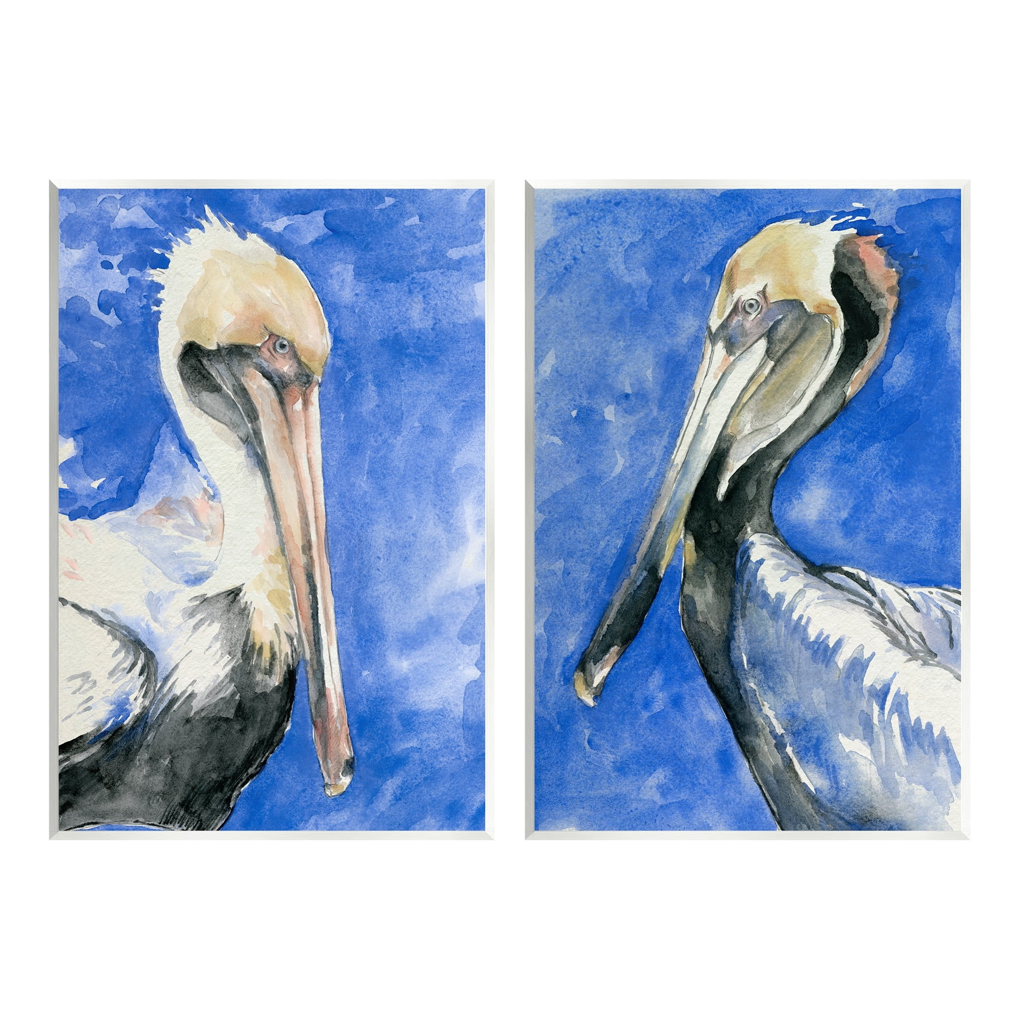 Stupell Industries Nautical Pelican Birds Portrait Nature Animal Painting Painting Unframed Art Print Wall Art, Set of 2, Design by Jennifer Paxton Parker