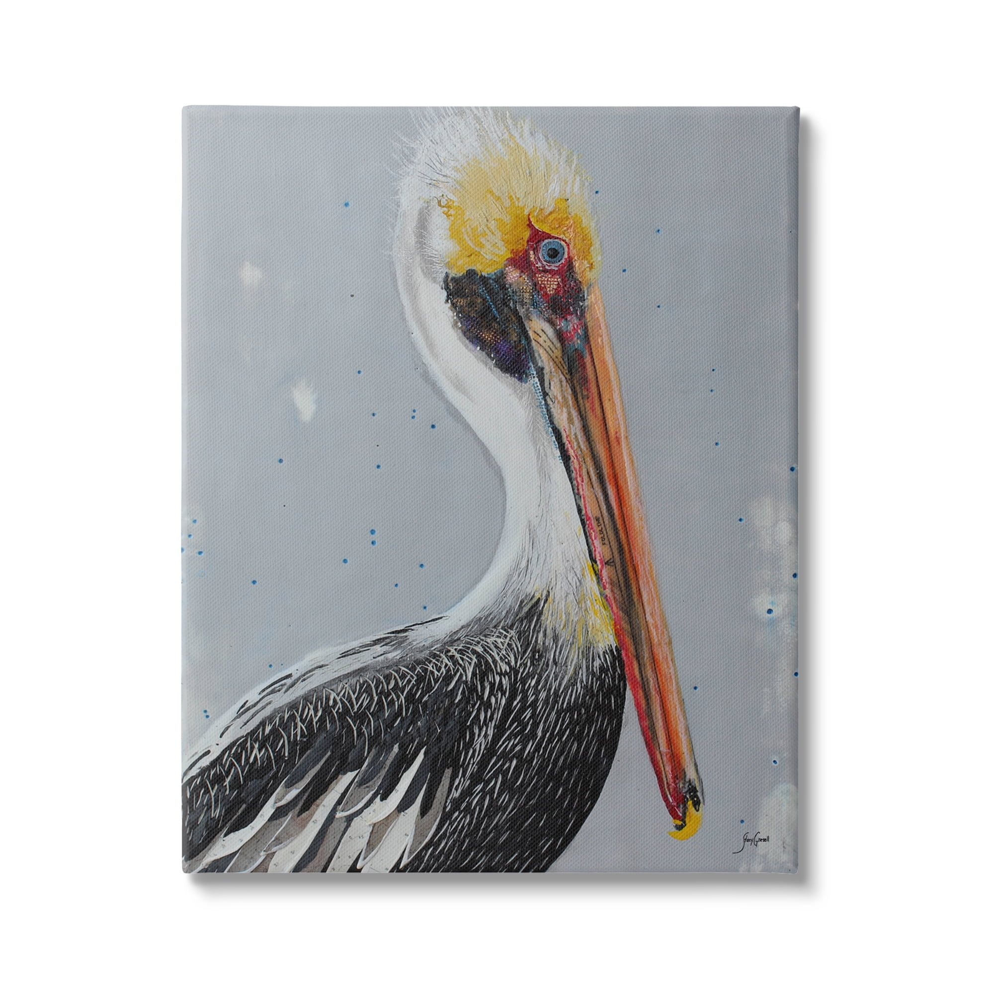 Stupell Industries Nautical Pelican Portrait Animals & Insects Painting Gallery Wrapped Canvas Print Wall Art, 24 x 30