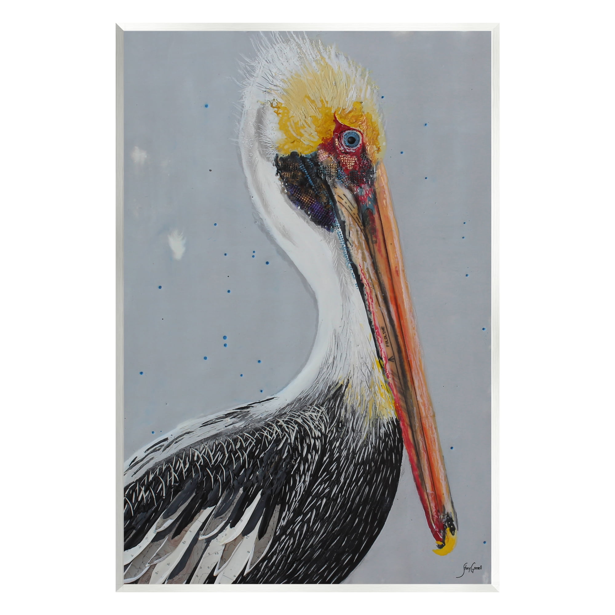 Stupell Industries Nautical Pelican Portrait Animals & Insects Painting Unframed Art Print Wall Art, 10 x 15