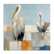 Stupell Industries Nautical Pelicans Abstract Animals & Insects Painting Gallery Wrapped Canvas Art Print Wall Art, 17 x 17