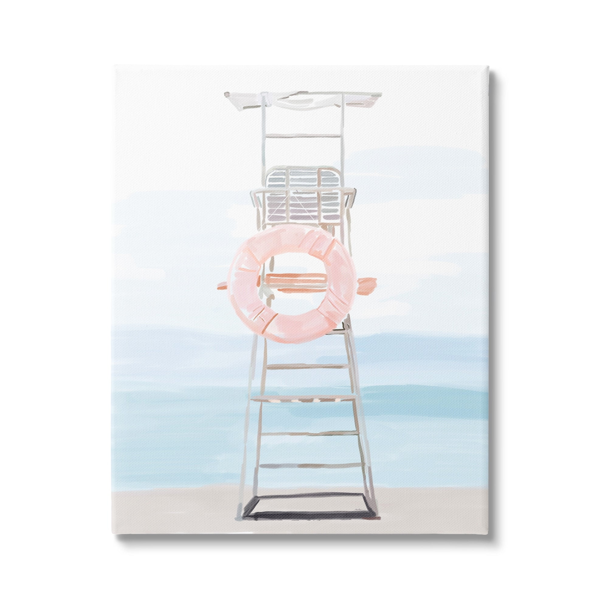 Nautical Pink Lifebuoy Coastal Canvas Art, 16 x 20