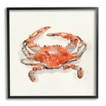 Stupell Industries Nautical Red Crab Animals & Insects Painting Black Framed Art Print Wall Art, 12 x 12