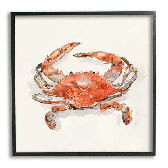 Stupell Industries Nautical Red Crab Animals & Insects Painting Black Framed Art Print Wall Art, 12 x 12