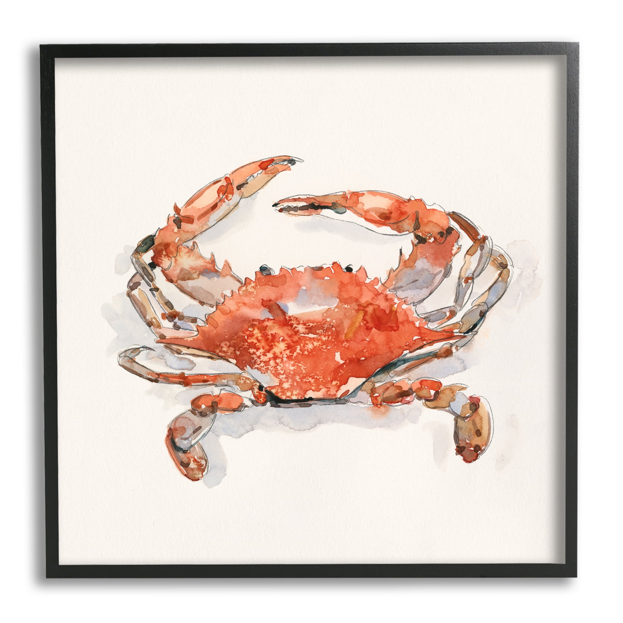 Stupell Industries Nautical Red Crab Animals & Insects Painting Black Framed Art Print Wall Art, 24 x 24