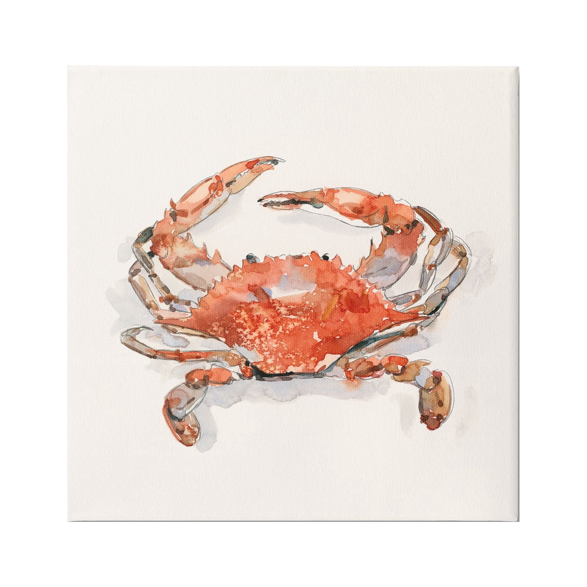 Stupell Industries Nautical Red Crab Animals & Insects Painting Gallery Wrapped Canvas Print Wall Art, 24 x 24