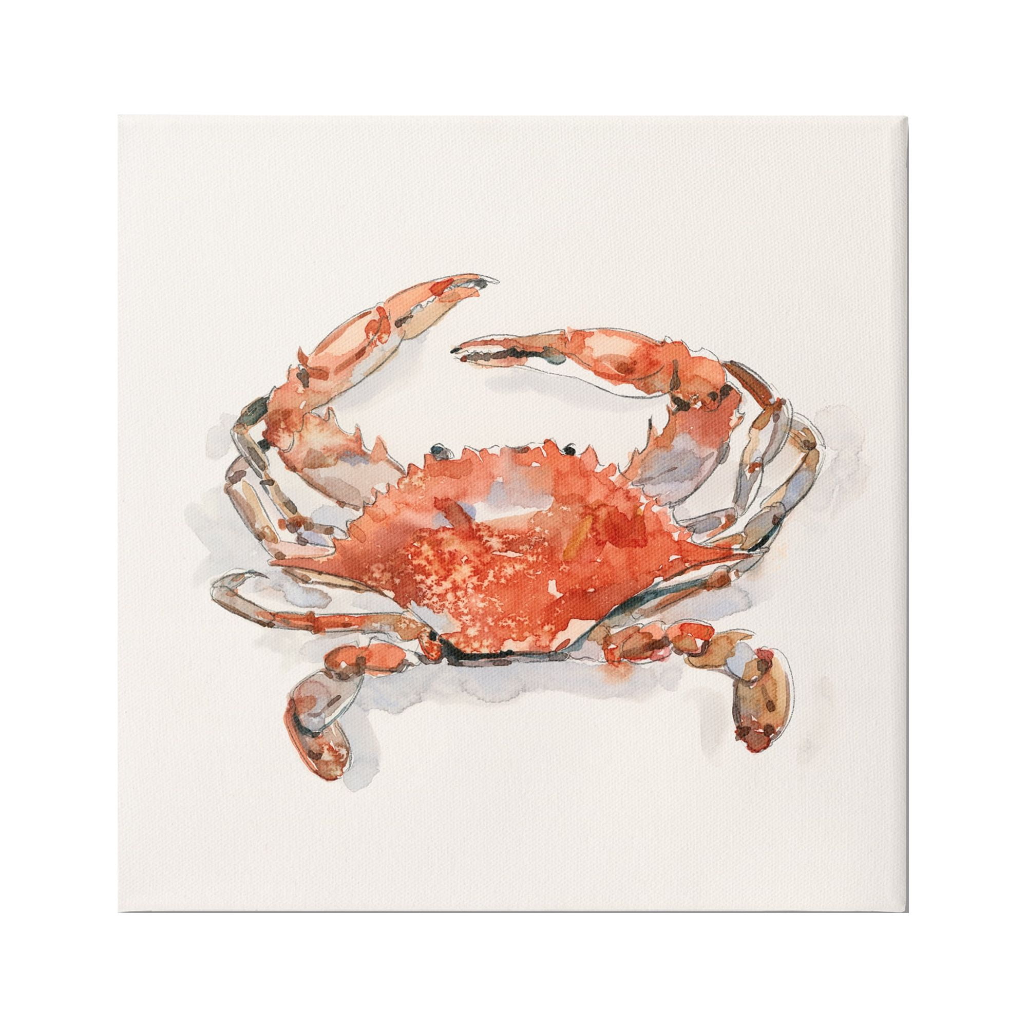Stupell Industries Nautical Red Crab Animals & Insects Painting Gallery Wrapped Canvas Print Wall Art, 36 x 36