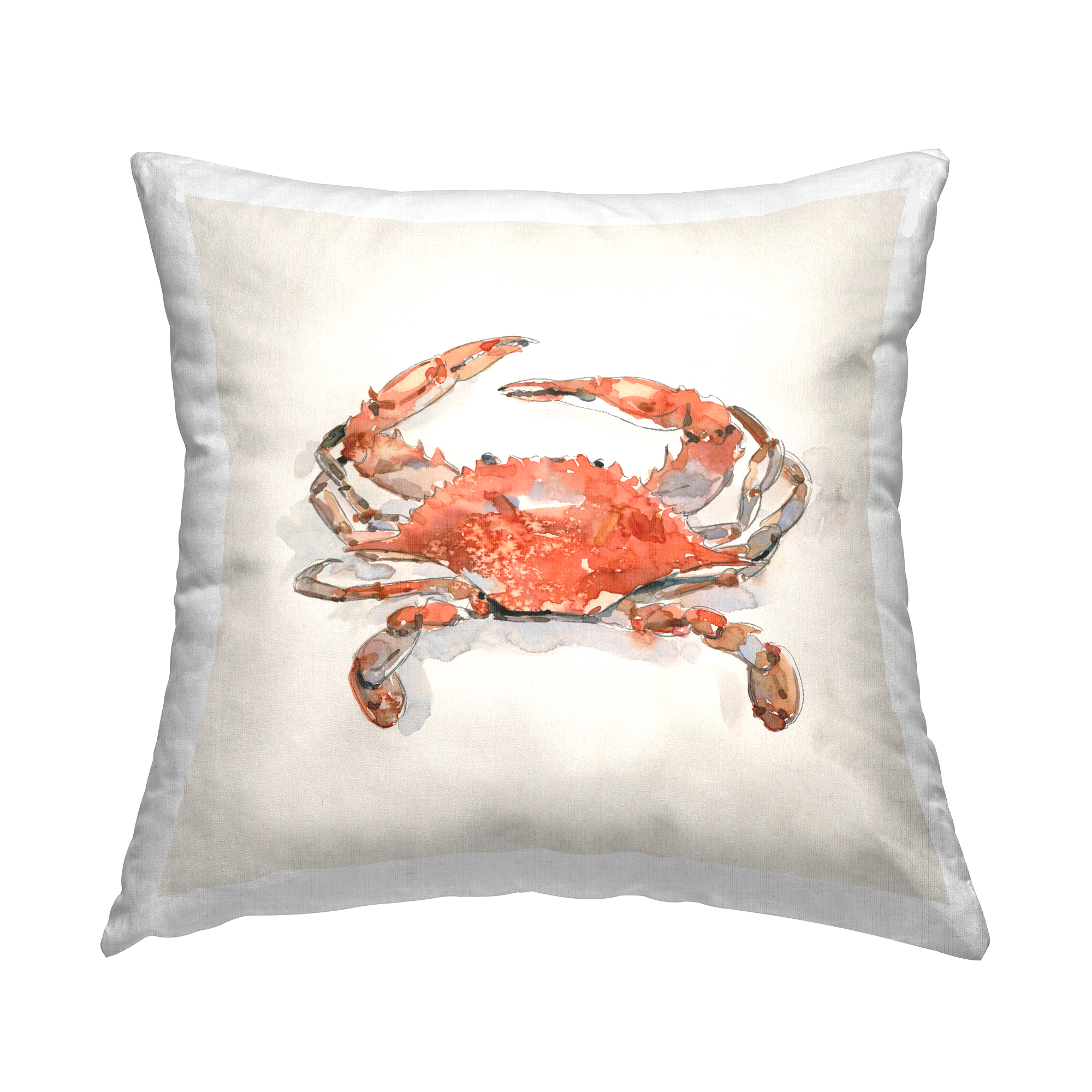 Stupell Industries Nautical Red Crab Decorative Printed Throw Pillow, 18 x 18