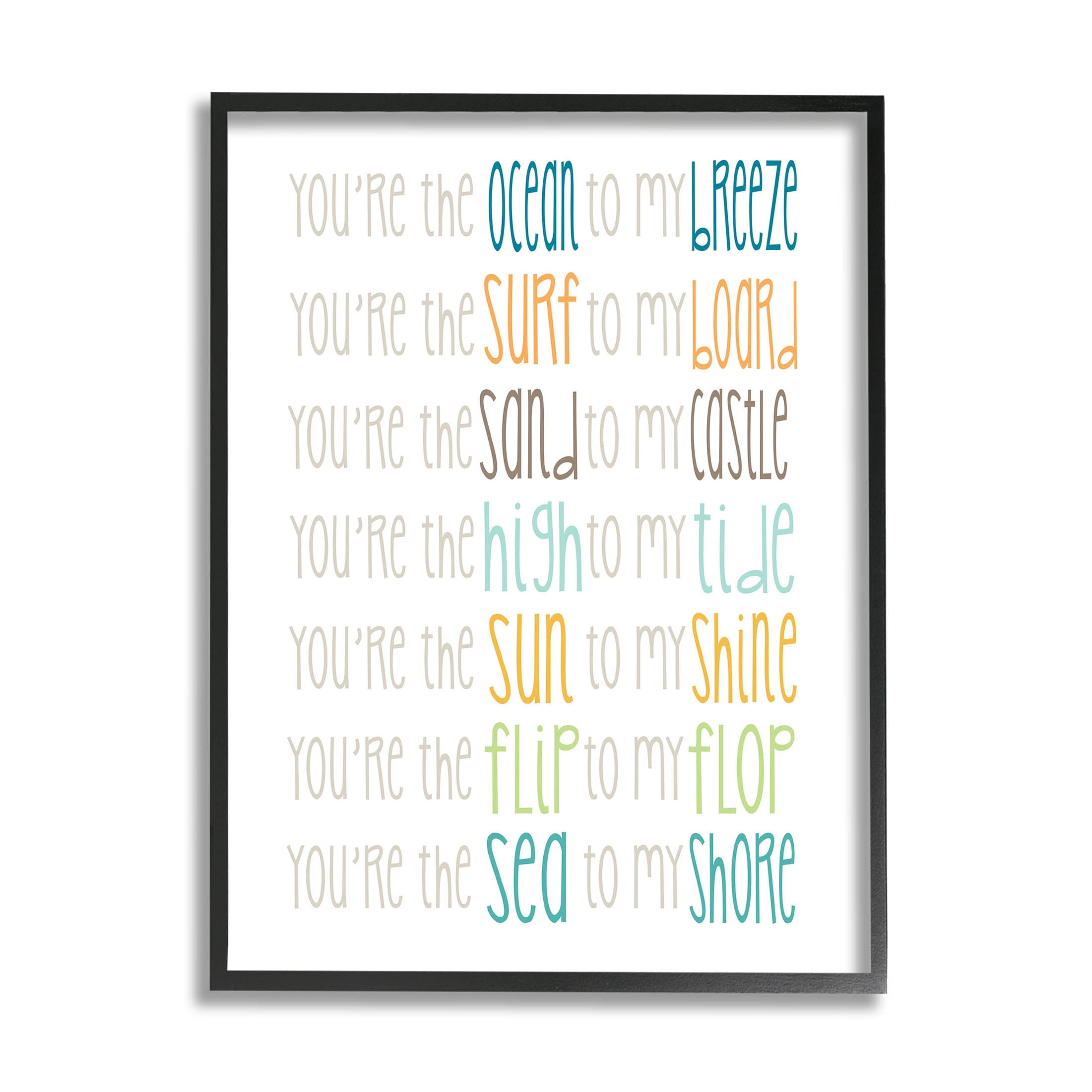 Stupell Industries Nautical Romantic Beach List Graphic Art Black Framed Art Print Wall Art, Design by Alli Rogosich
