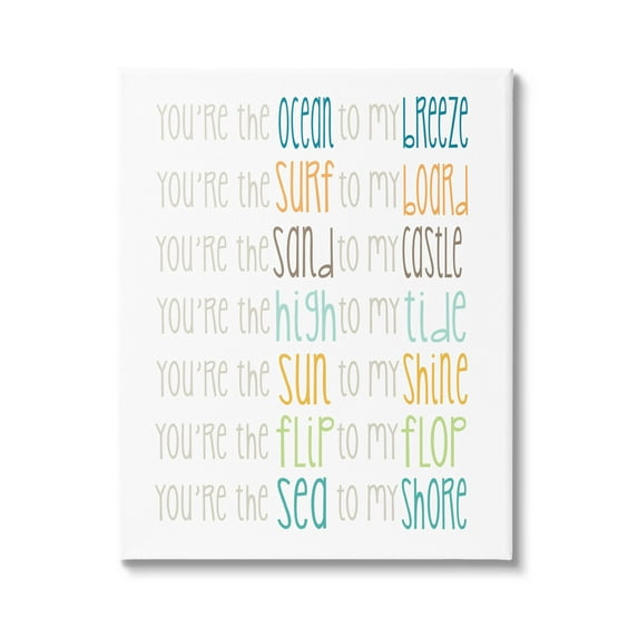 Stupell Industries Nautical Romantic Beach List Graphic Art Gallery Wrapped Canvas Print Wall Art, Design by Alli Rogosich