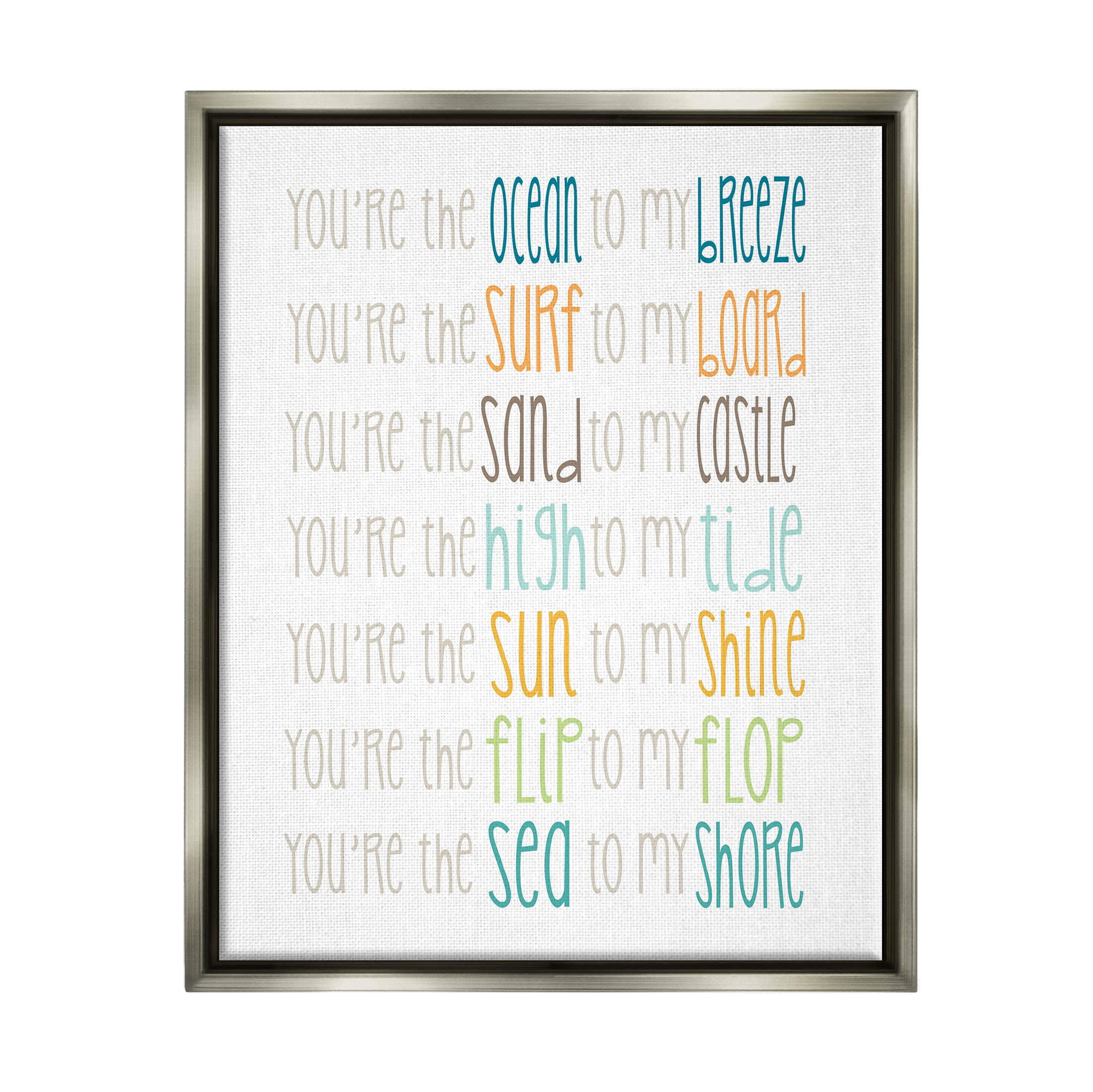 Stupell Industries Nautical Romantic Beach List Graphic Art Luster Gray Floating Framed Canvas Print Wall Art, Design by Alli Rogosich