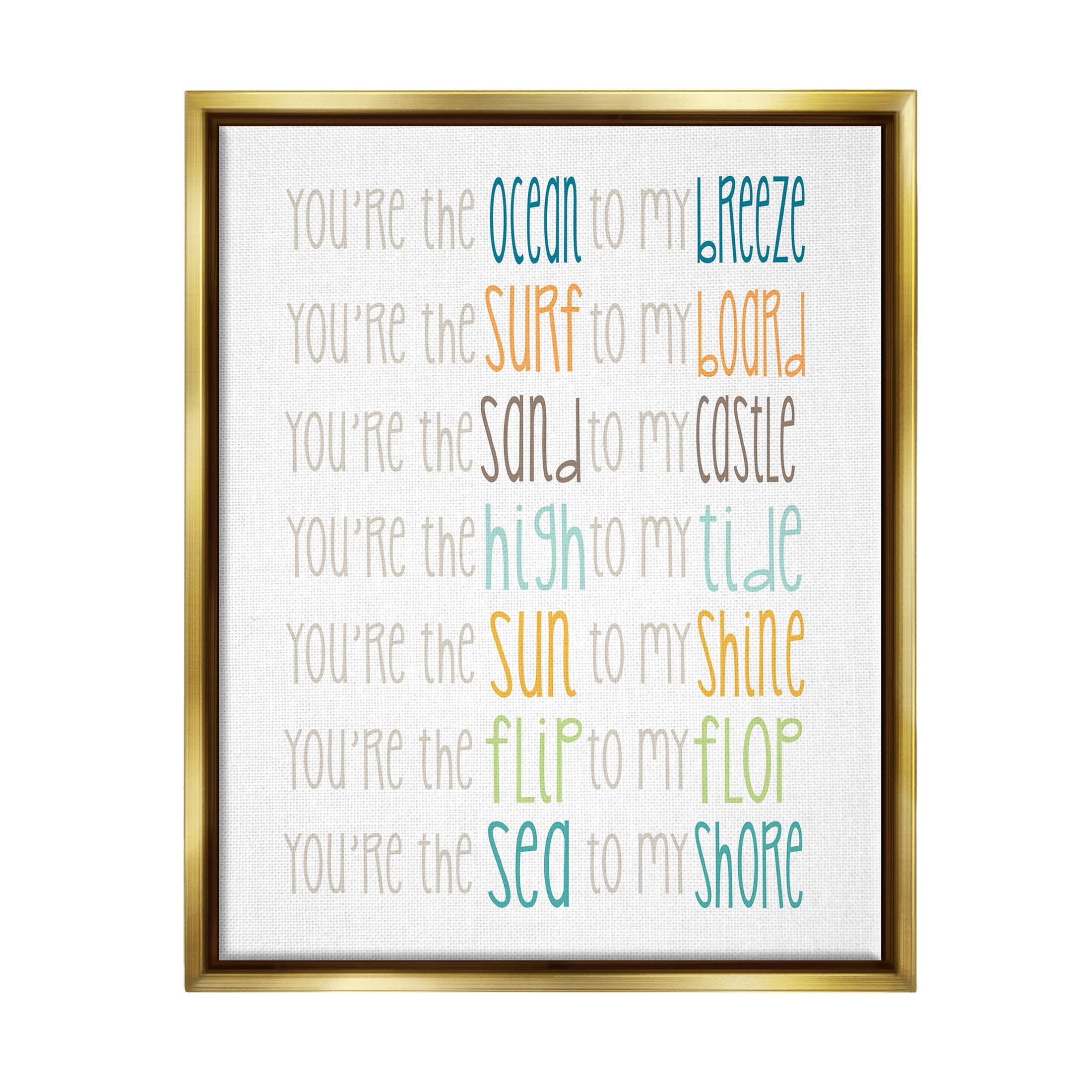 Stupell Industries Nautical Romantic Beach List Graphic Art Metallic Gold Floating Framed Canvas Print Wall Art, Design by Alli Rogosich