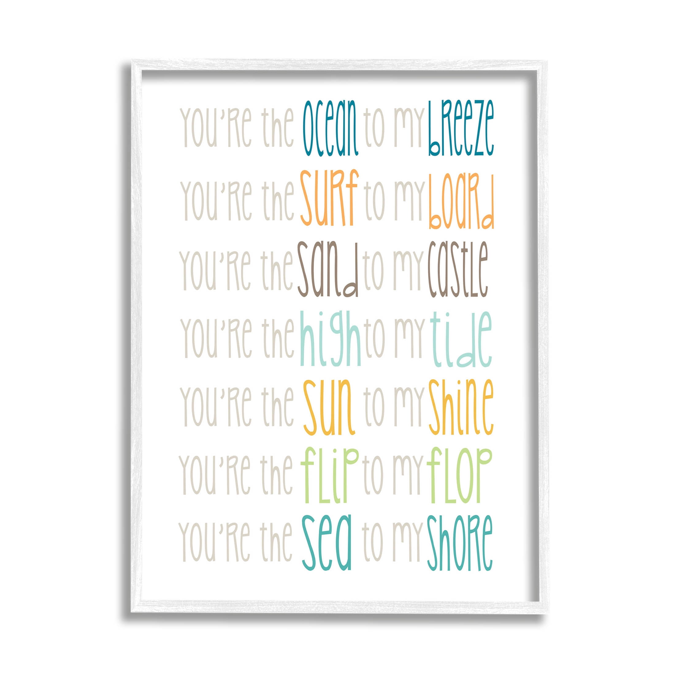 Stupell Industries Nautical Romantic Beach List Graphic Art White Framed Art Print Wall Art, Design by Alli Rogosich