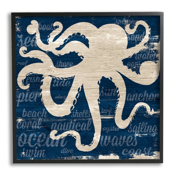 Stupell Industries Nautical Rustic Octopus Aquatic Animal Beach Fun Phrases, 17 x 30, Design by Gina Ritter