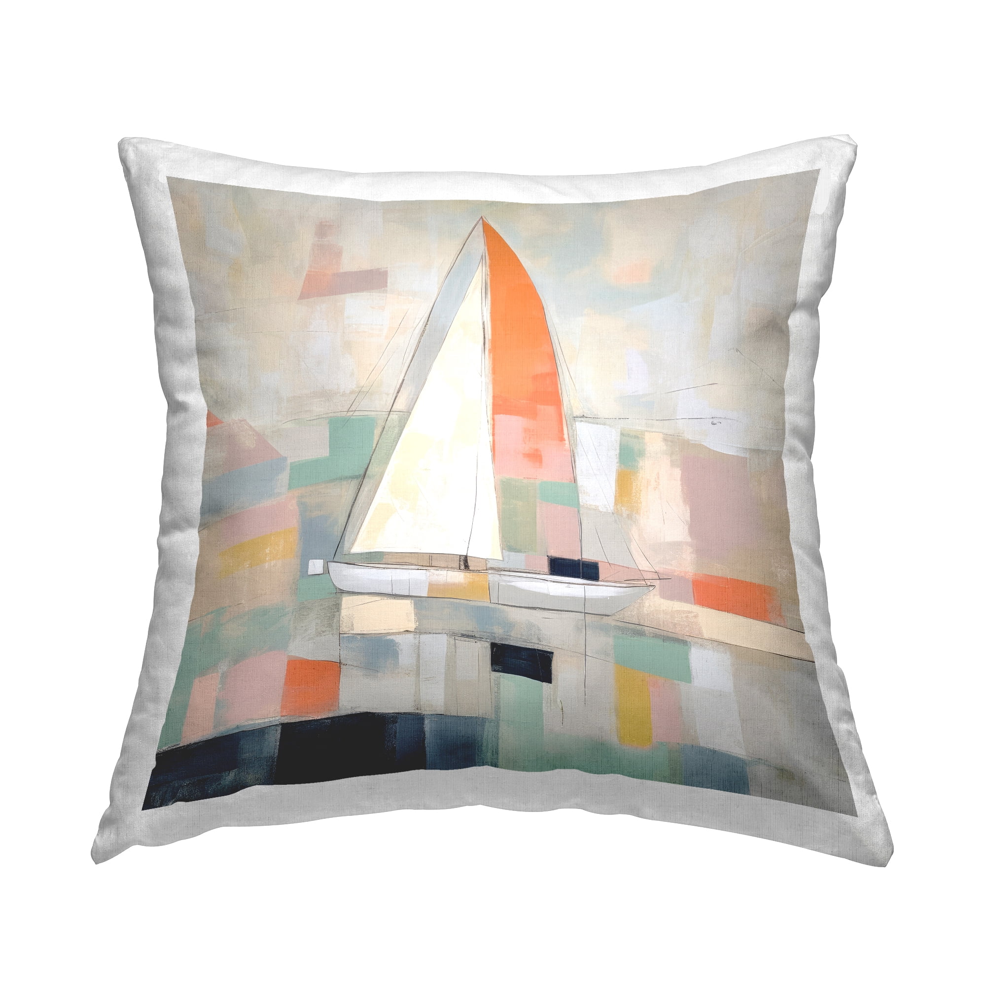 Stupell Industries Nautical Sailboat Abstract Decorative Printed Throw Pillow, 18 x 18
