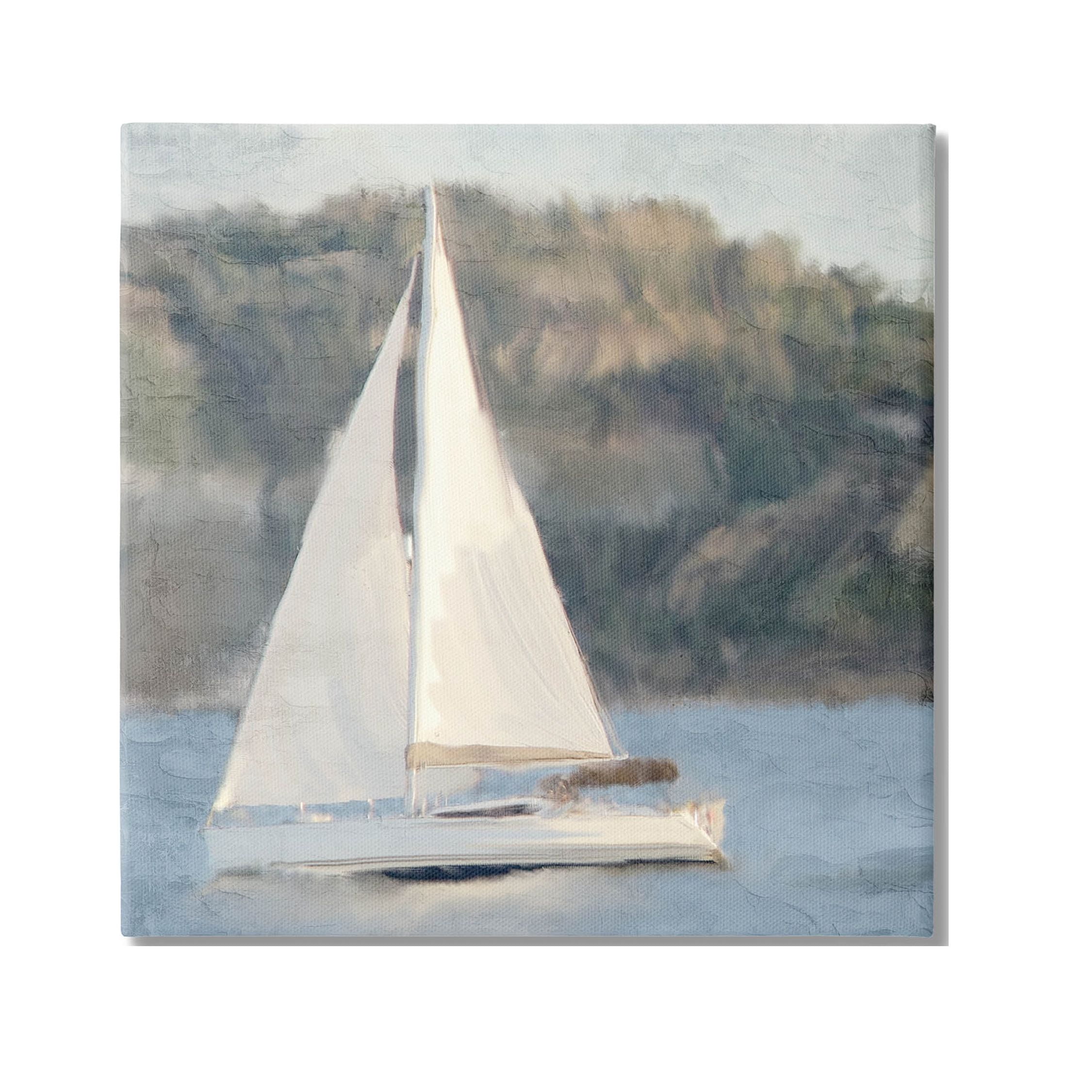 Stupell Industries Nautical Sailboat Rocky Mountain Cliffs Graphic Art Gallery Wrapped Canvas Print Wall Art, Design by Kim Allen
