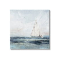 Stupell Industries Nautical Sailboat Soaring Ocean Birds Painting Gallery Wrapped Canvas Print Wall Art, Design by Nina Blue