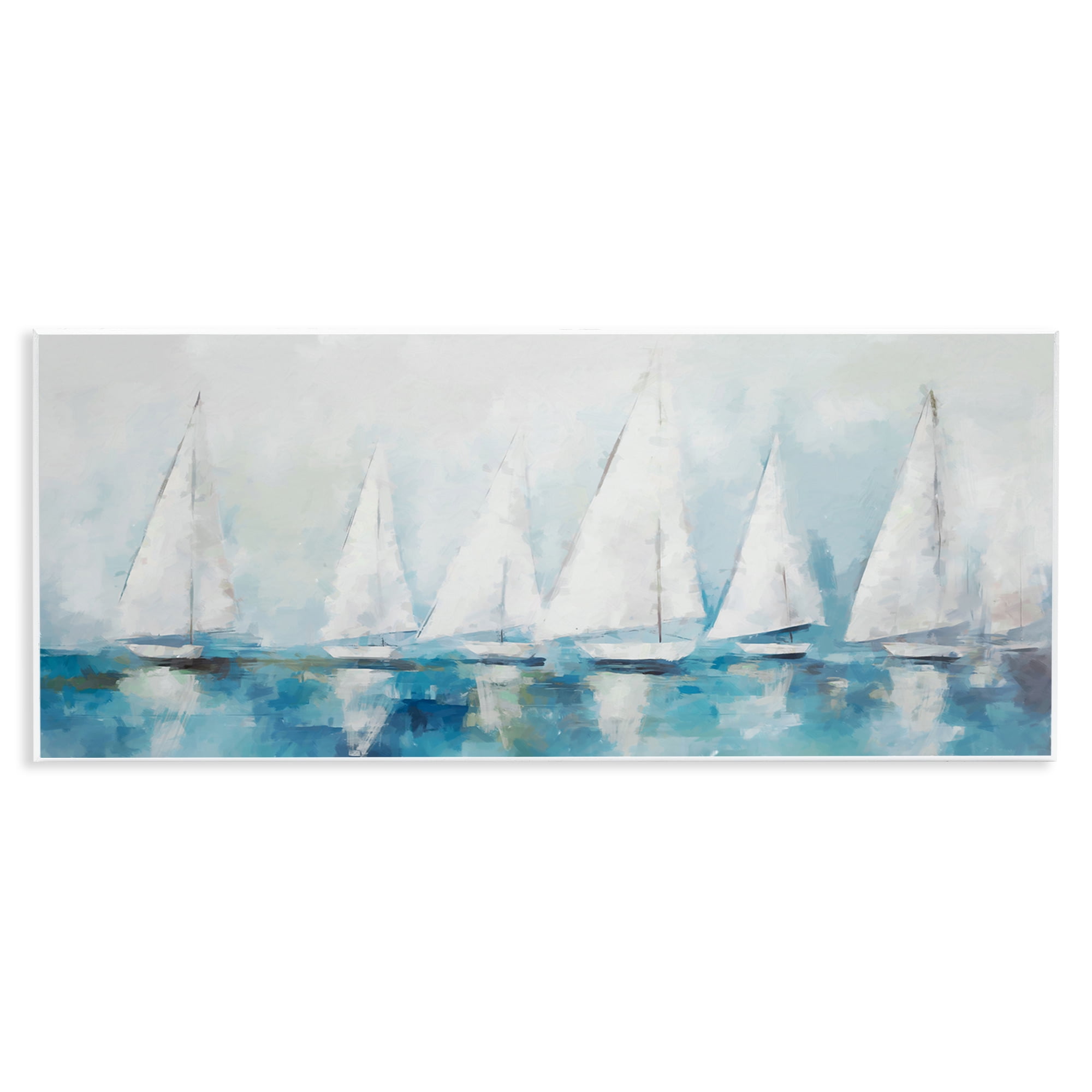 Stupell Industries Nautical Sailing Fleet Transportation Painting Unframed Art Print Wall Art, 17 x 7