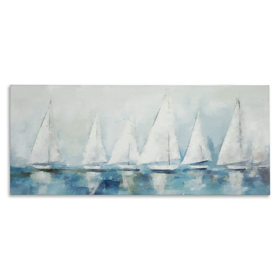Stupell Industries Nautical Sailing Fleet Transportation Painting Wrapped Canvas Art Print Wall Art, 24 x 10