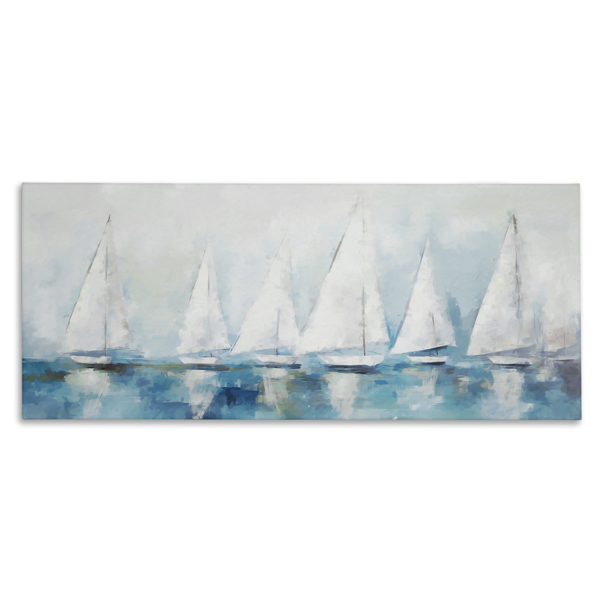 Stupell Industries Nautical Sailing Fleet Transportation Painting Wrapped Canvas Art Print Wall Art, 30 x 13