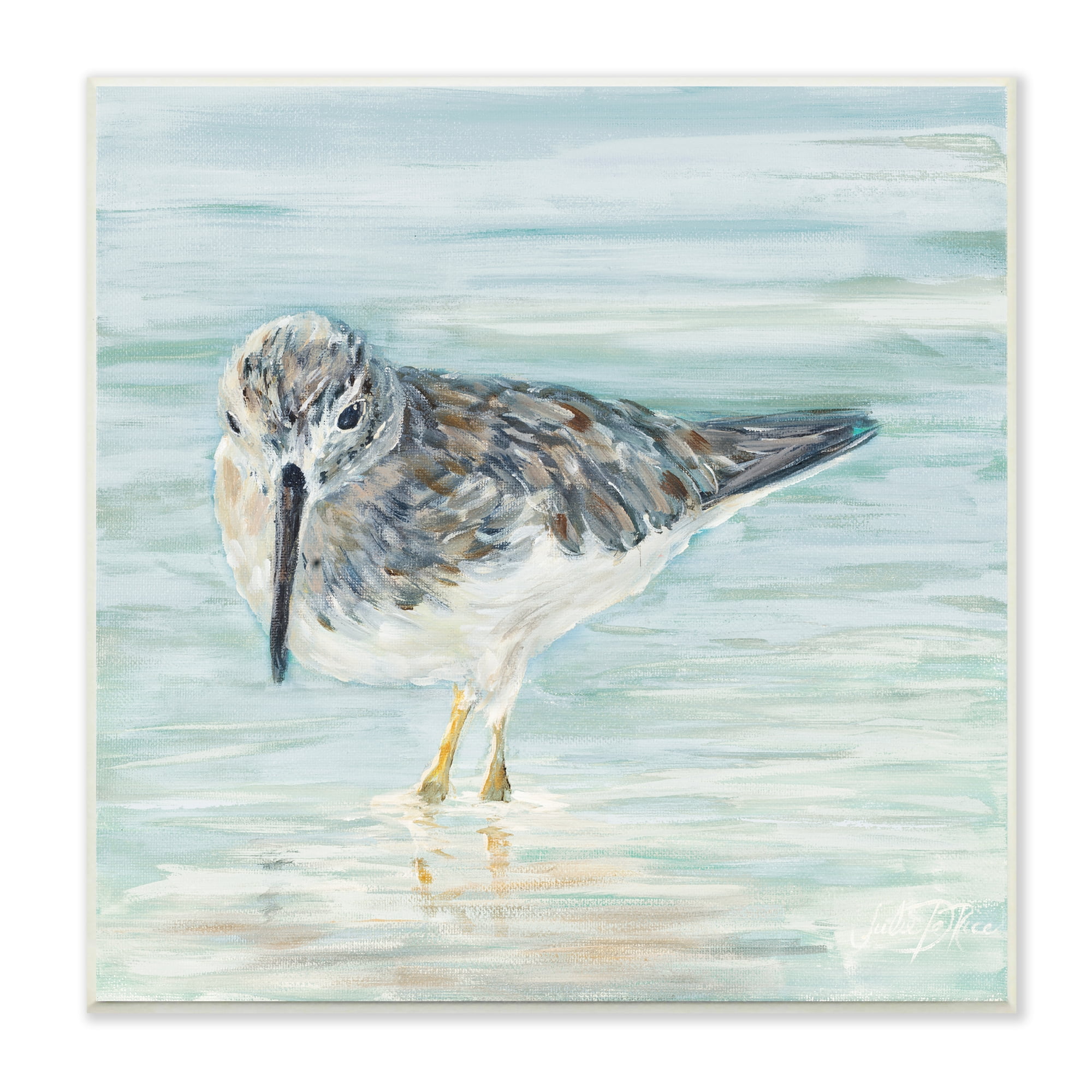 White Wood Nautical Sandpiper Bird Wall Art, 12 x 12