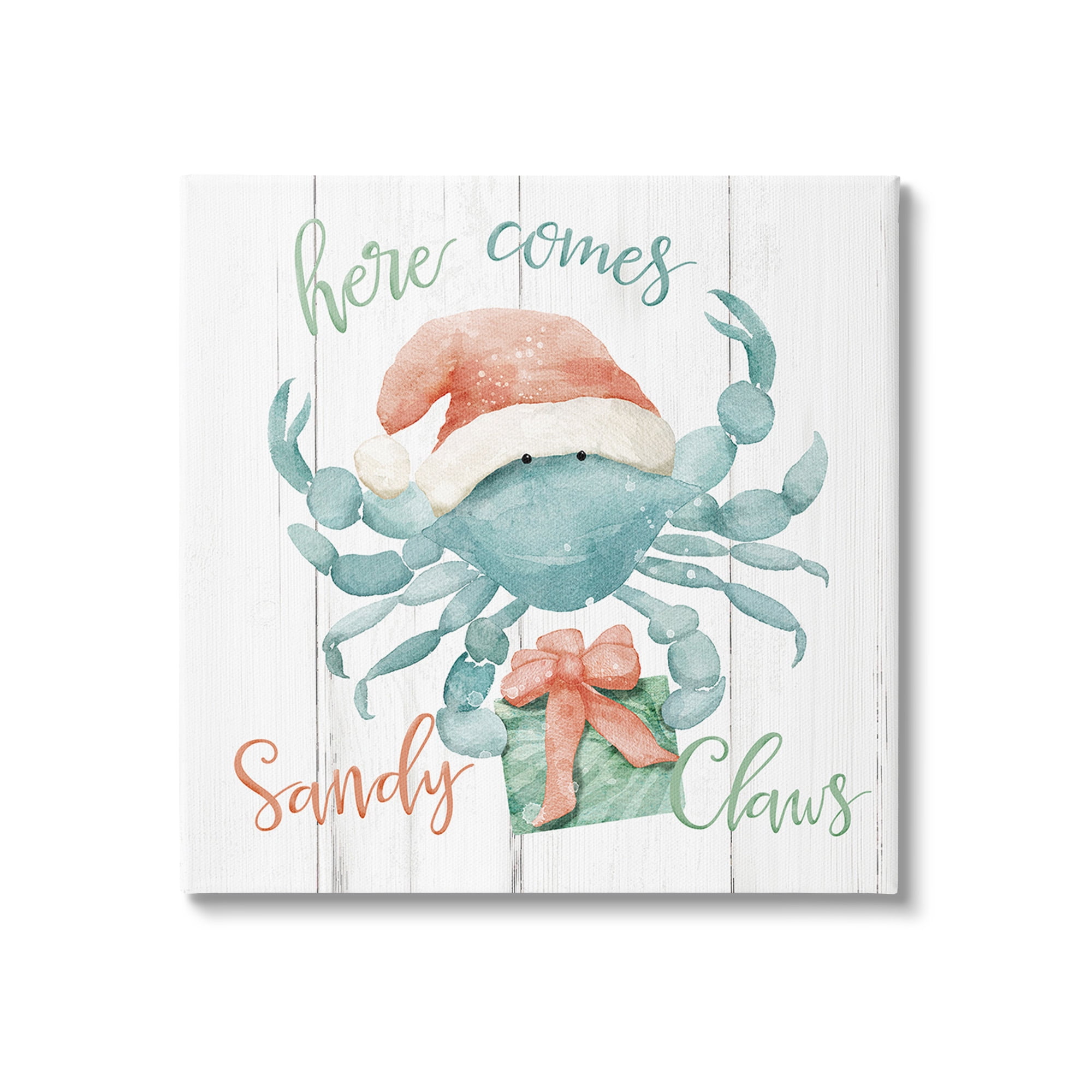 Stupell Industries Nautical Sandy Claws Crab Holiday Painting Gallery Wrapped Canvas Art Print Wall Art, 30 x 30