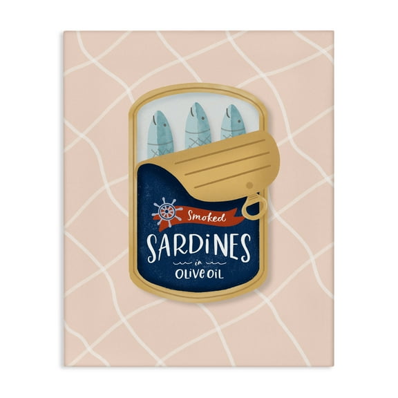 Stupell Industries Nautical Sardines Tin Canvas Wall Art design by Sandra Picco, 30 x 24
