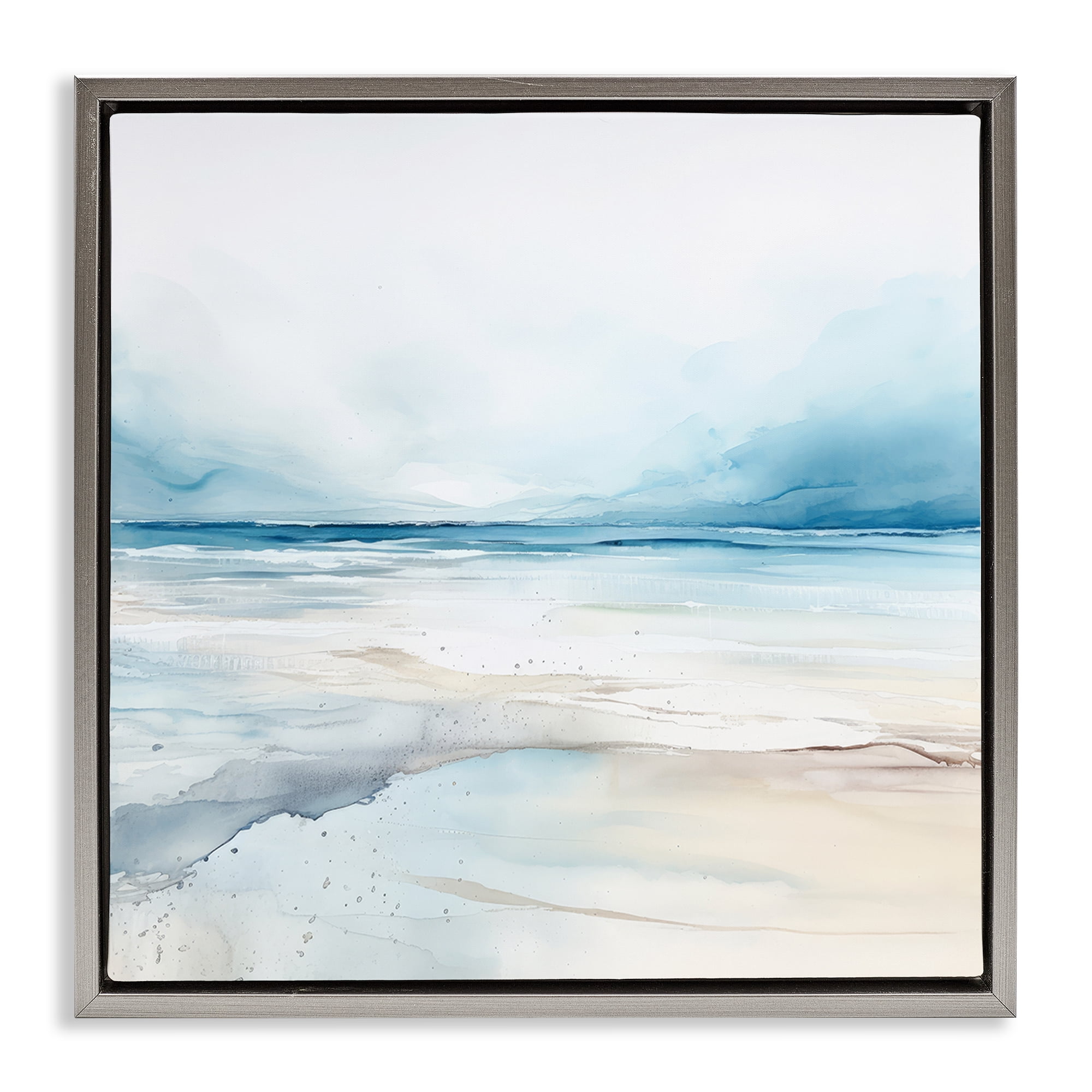 Stupell Industries Nautical Scenery Abstract Abstract Painting Gray Floater Framed Canvas Art Print Wall Art, 18 x 18