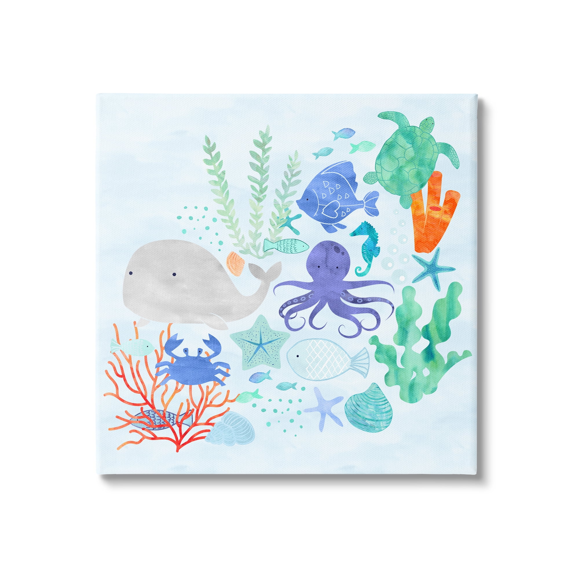 Stupell Industries Nautical Sea Life Creatures Swimming Ocean Floor , 36 x 36, Design by Erica Billups
