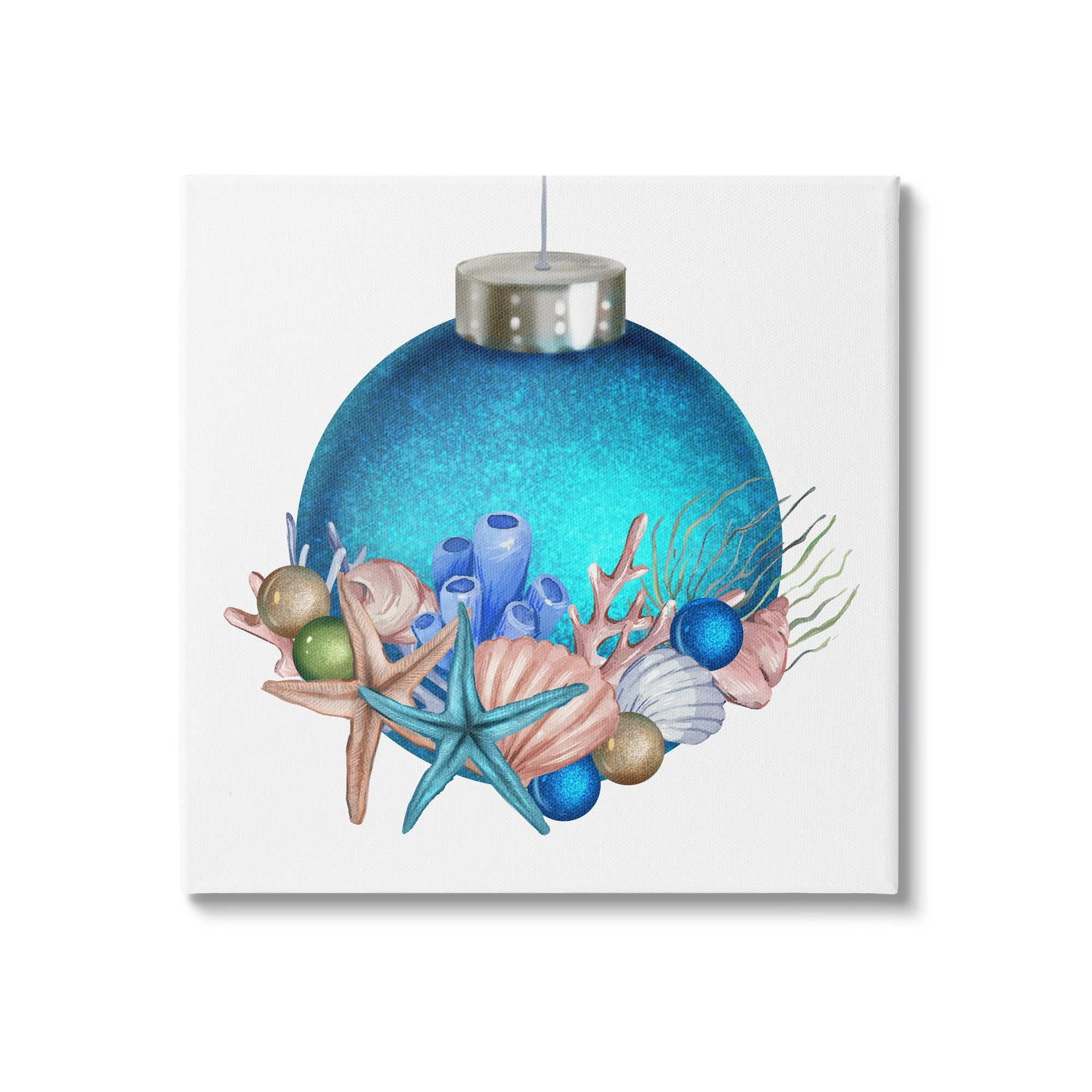 Stupell Industries Nautical Sea Life Holiday Ornament Holiday Painting Gallery Wrapped Canvas Print Wall Art