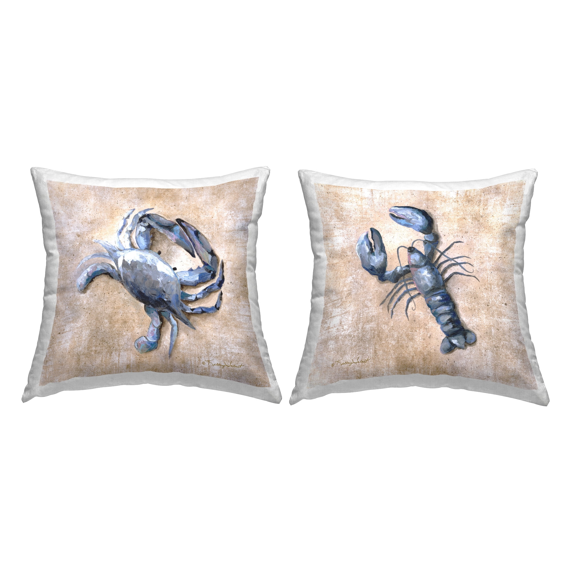 Stupell Industries Nautical Sea Life Lobster Crab Printed Throw Pillow Design by Kelley Talent (Set of 2)