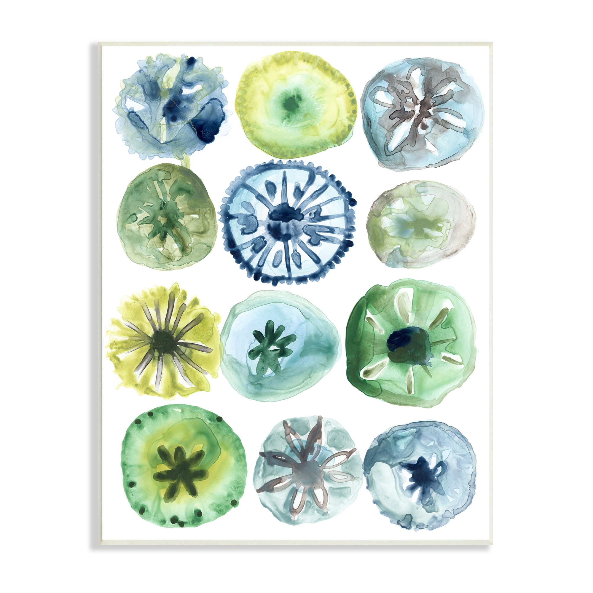 Stupell Industries Nautical Sea Urchin Abstract Assortment Blue Green Yellow Nature Painting Unframed Art Print Wall Art, 10 x 15