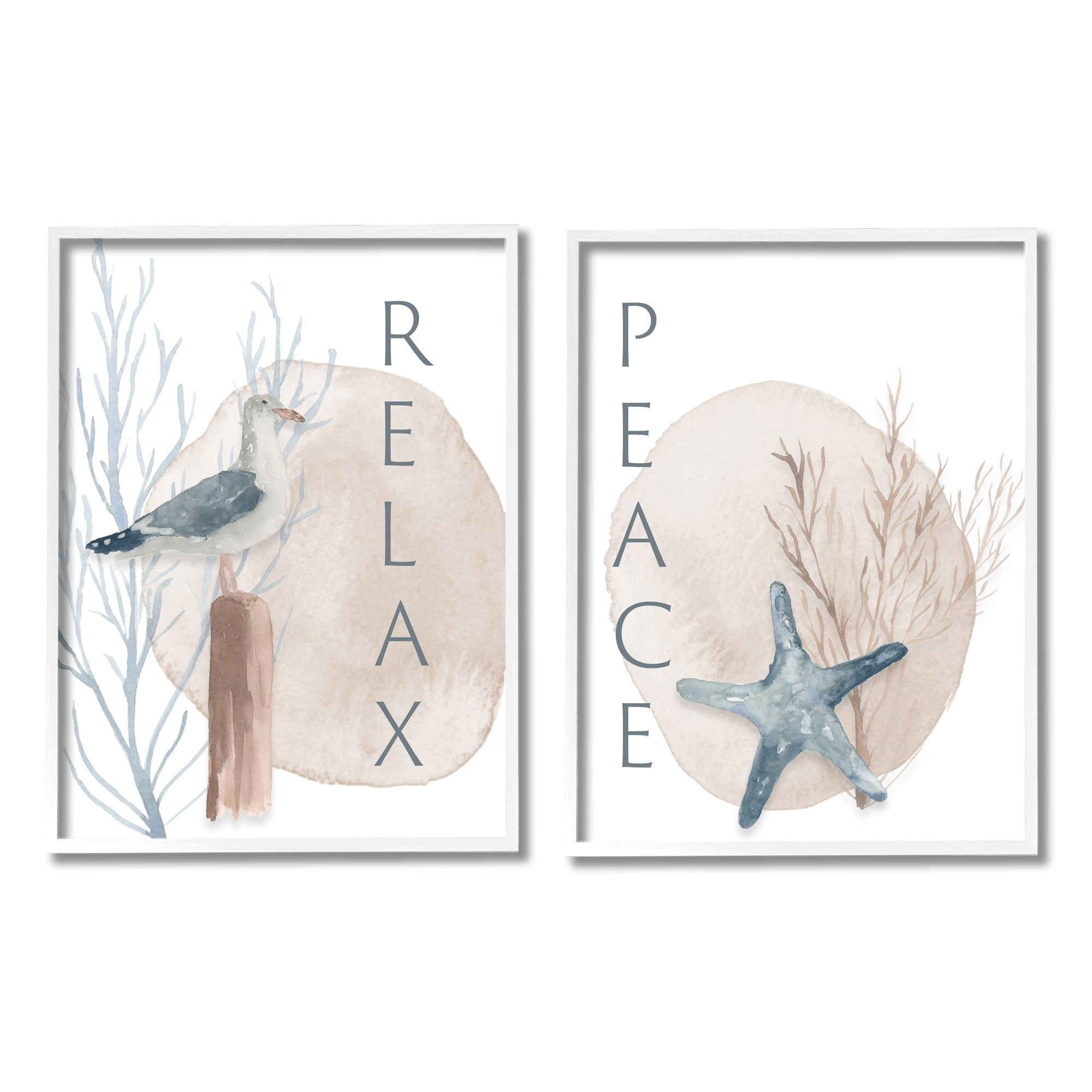 Stupell Industries Nautical Seagull Starfish Peace Relax Tranquility Phrases Coral, 16 x 20, Design by Lucille Price