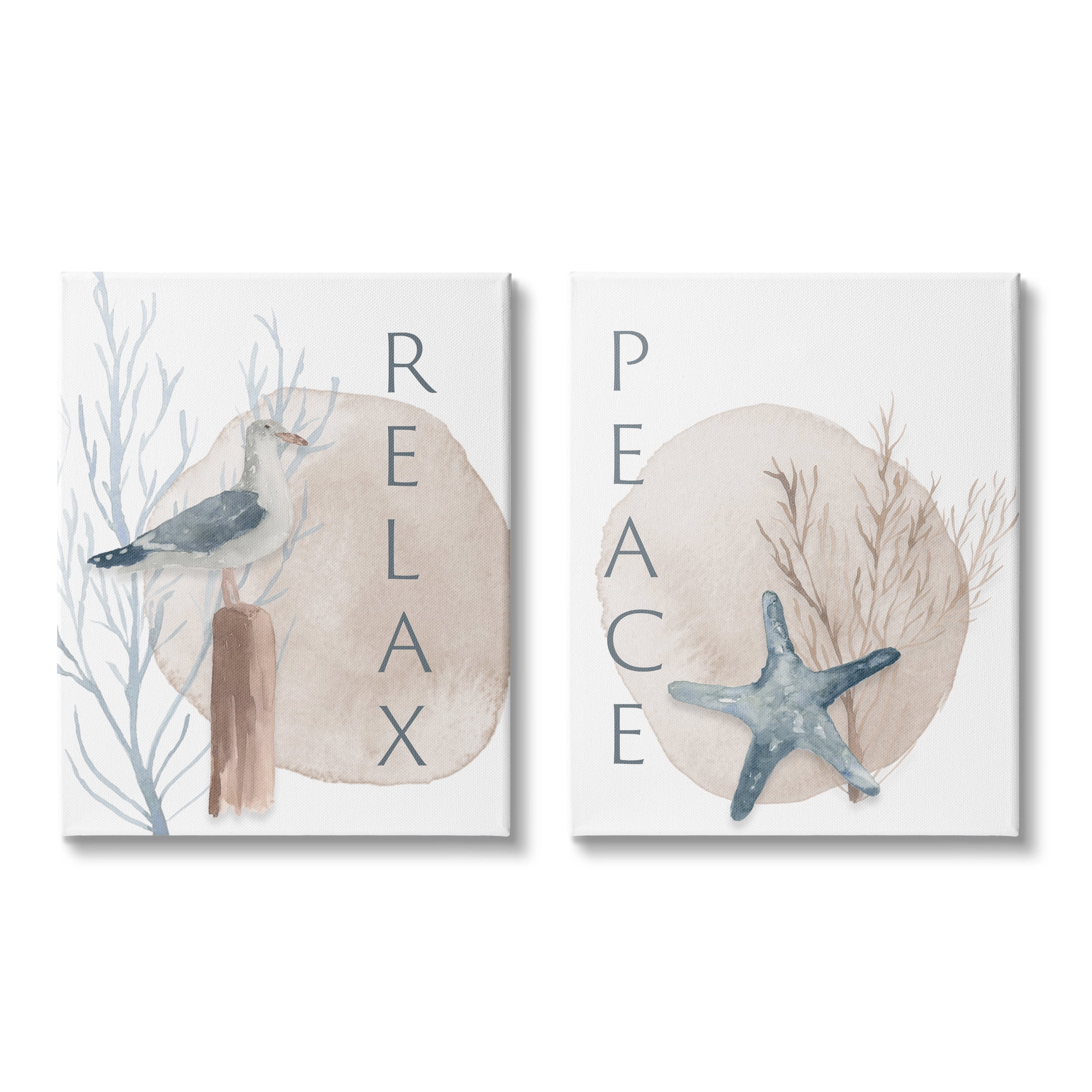Stupell Industries Nautical Seagull Starfish Peace Relax Tranquility Phrases Coral, 16 x 20, Design by Lucille Price