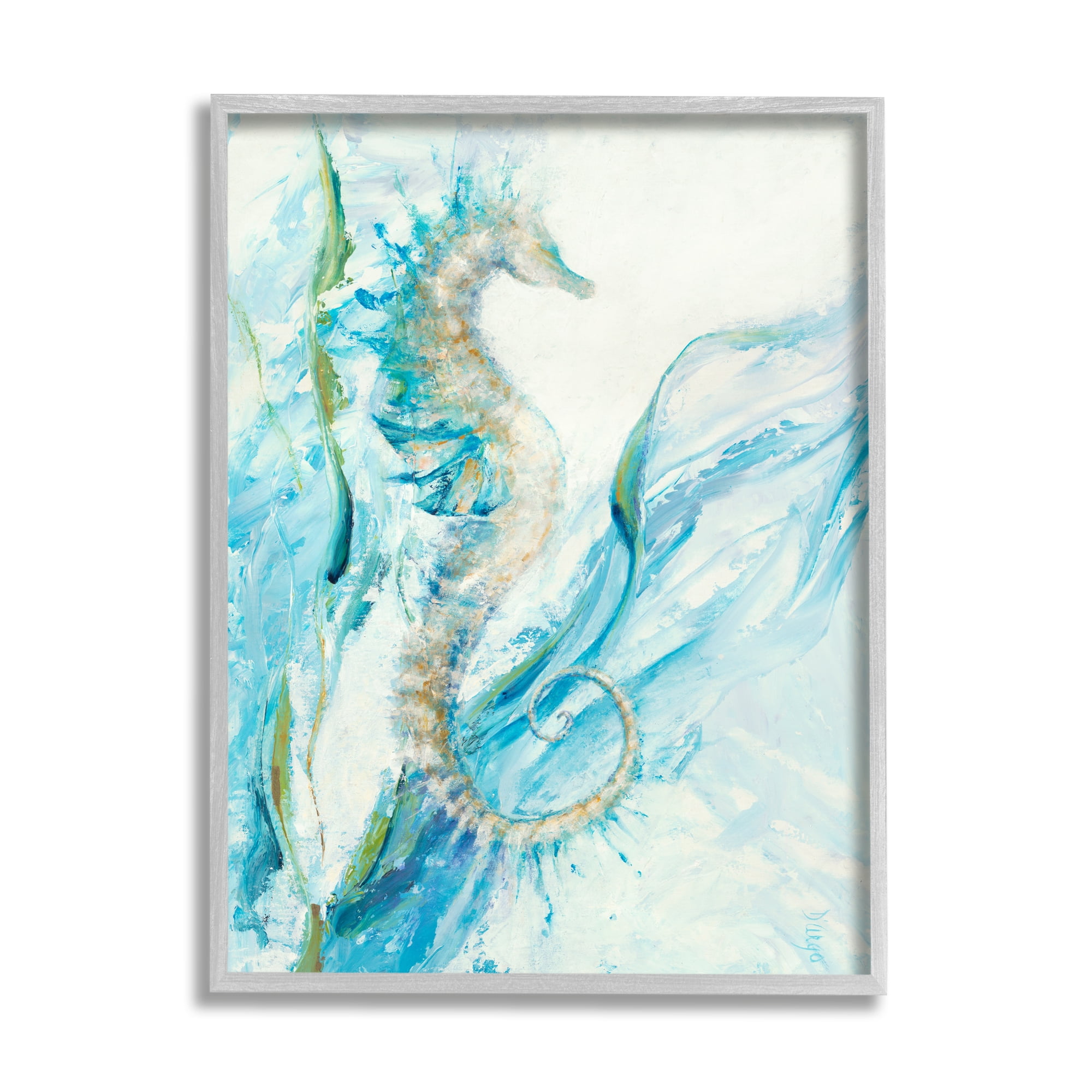 Stupell Industries Nautical Seahorse Blue Fluid Ocean Water, 24 x 30,Design by Dina D'Argo