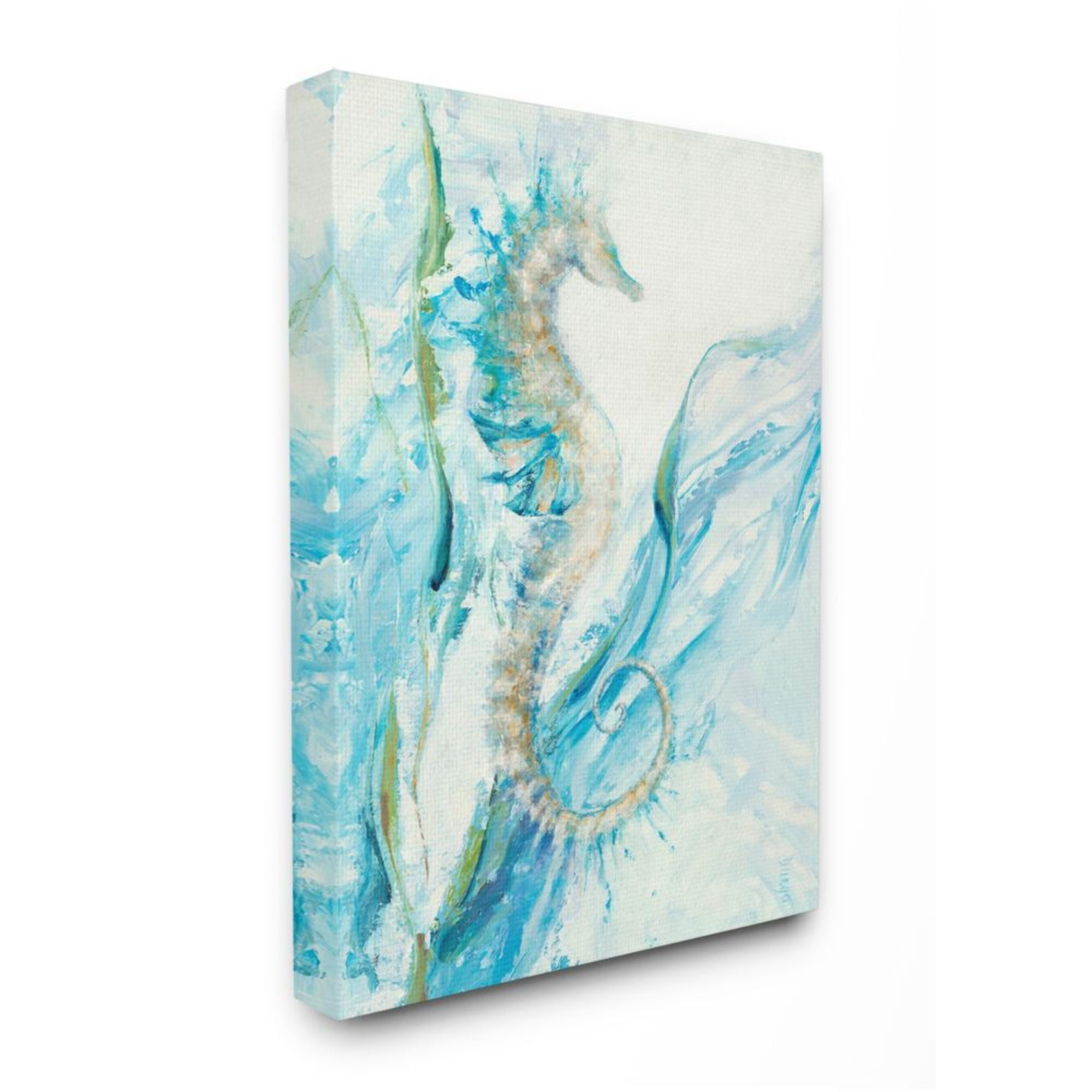 Stupell Industries Nautical Seahorse Blue Fluid Ocean Water Design by Third and Wall, 36" x 48"