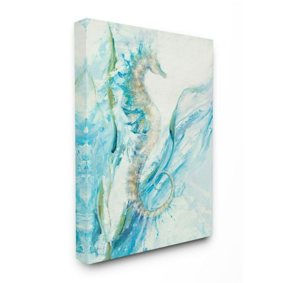 Stupell Industries Nautical Seahorse Blue Fluid Ocean Water Design by Third and Wall, 36" x 48"