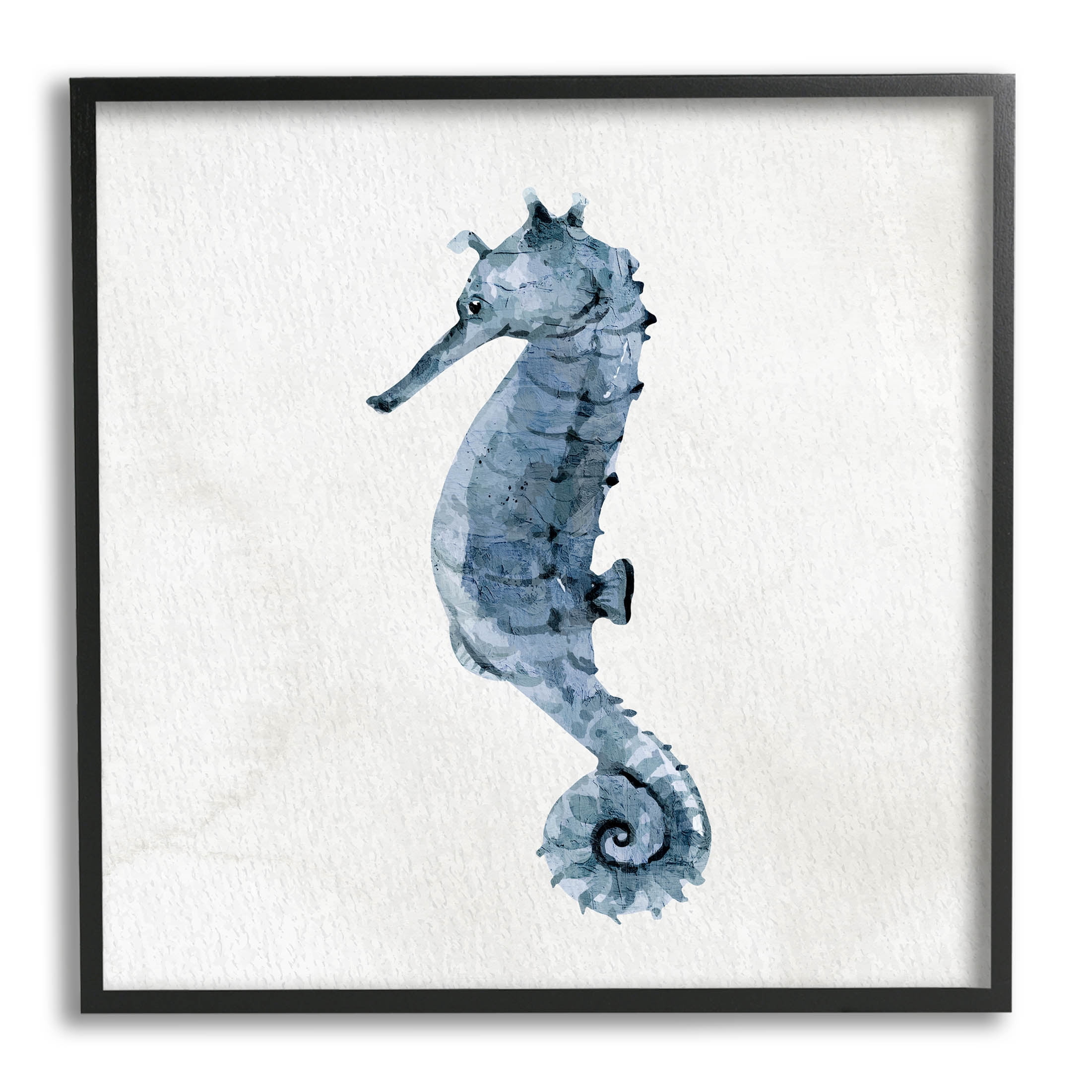 Stupell Industries Nautical Seahorse Wildlife Portrait Graphic Art Black Framed Art Print Wall Art, Design by Kim Allen