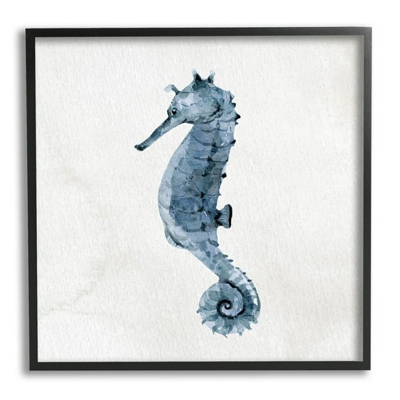 Stupell Industries Nautical Seahorse Wildlife Portrait Graphic Art Black Framed Art Print Wall Art, Design by Kim Allen
