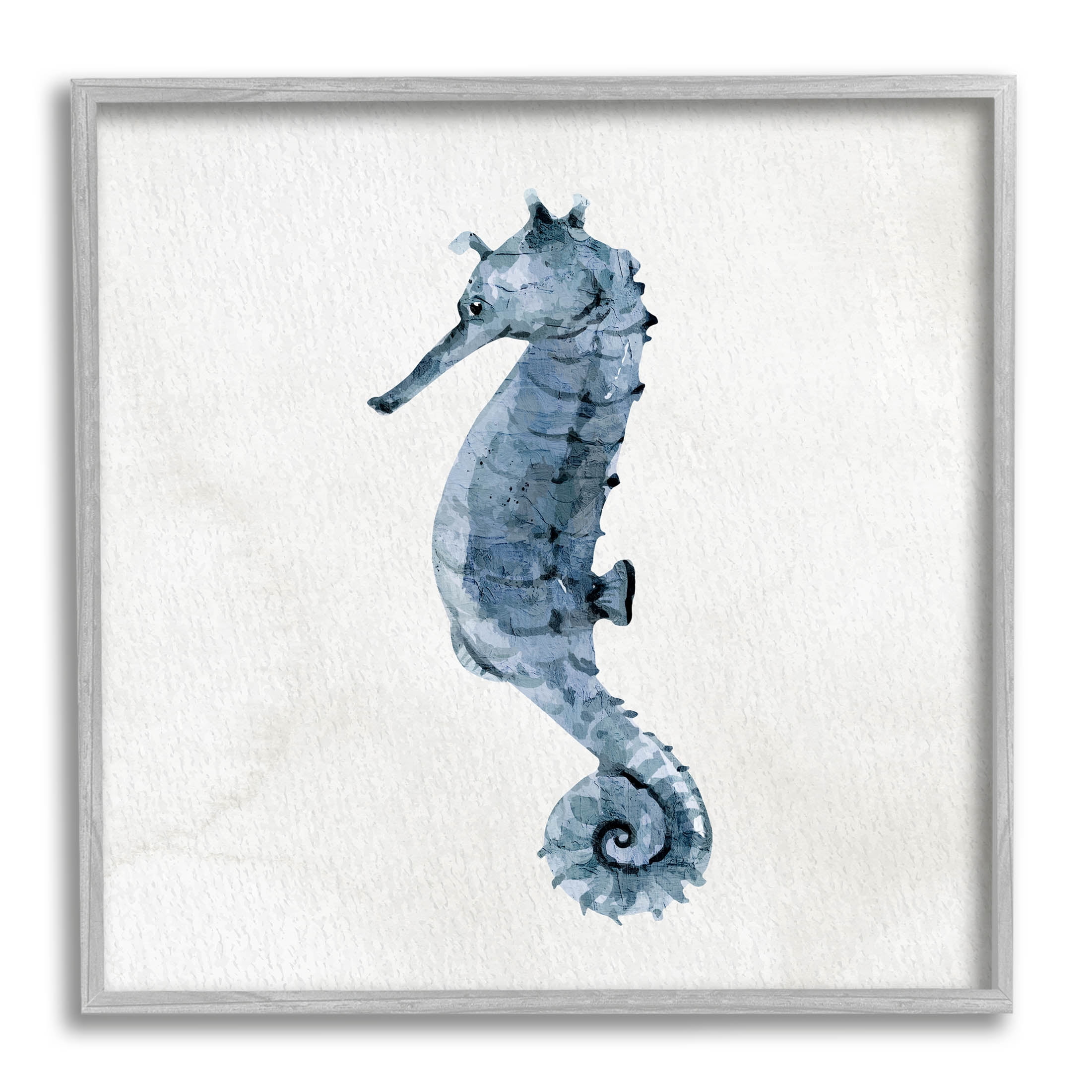 Stupell Industries Nautical Seahorse Wildlife Portrait Graphic Art Gray Framed Art Print Wall Art, Design by Kim Allen
